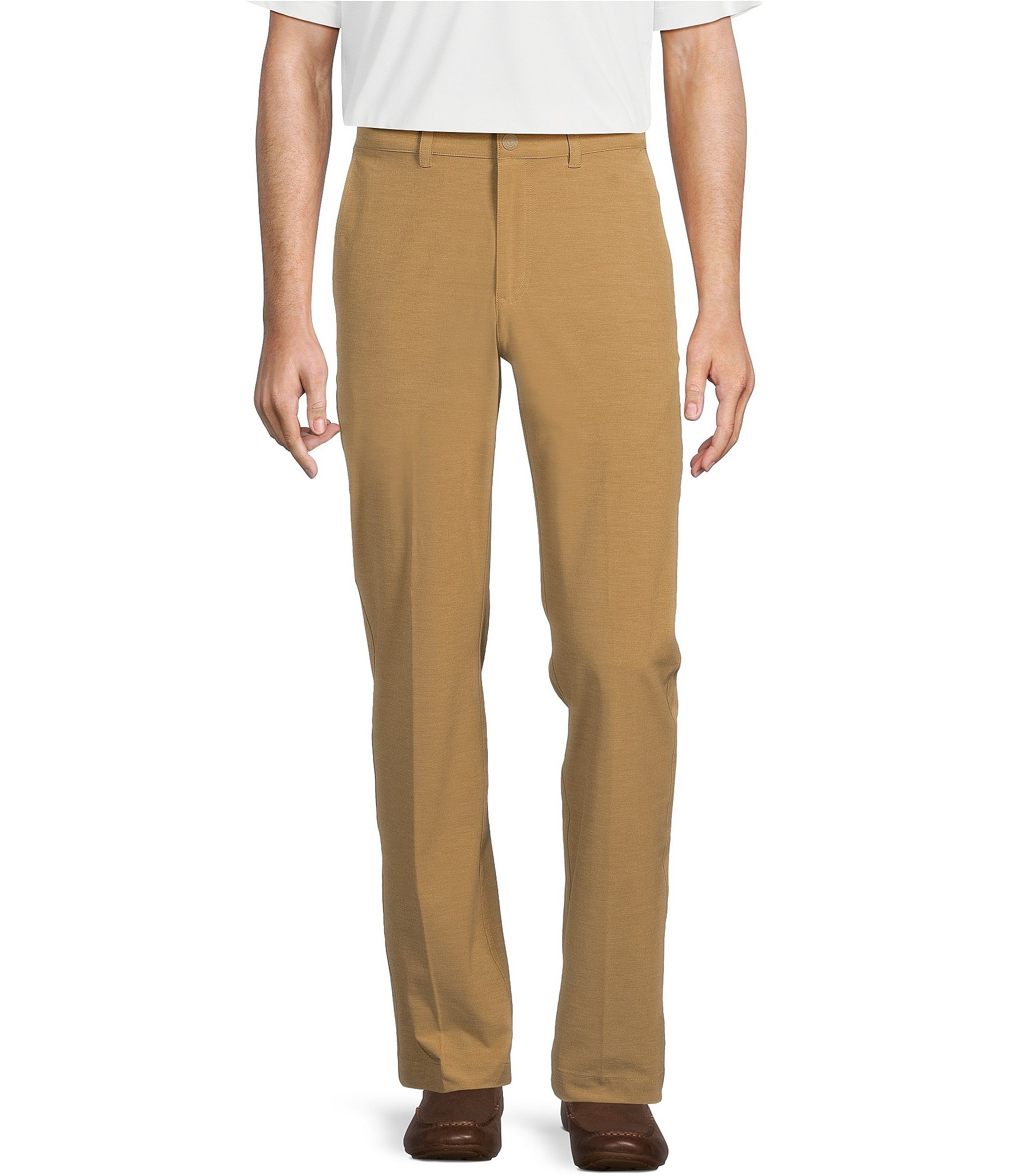 Roundtree & Yorke Performance Andrew Fit Flat Front Solid Texture Pants