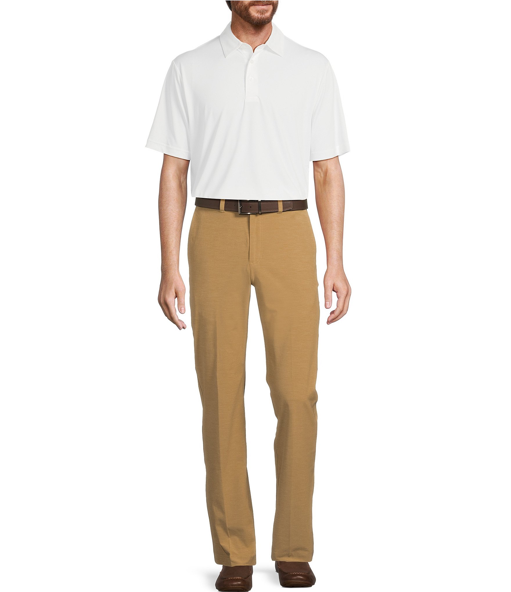 Roundtree & Yorke Performance Andrew Fit Flat Front Solid Texture Pants