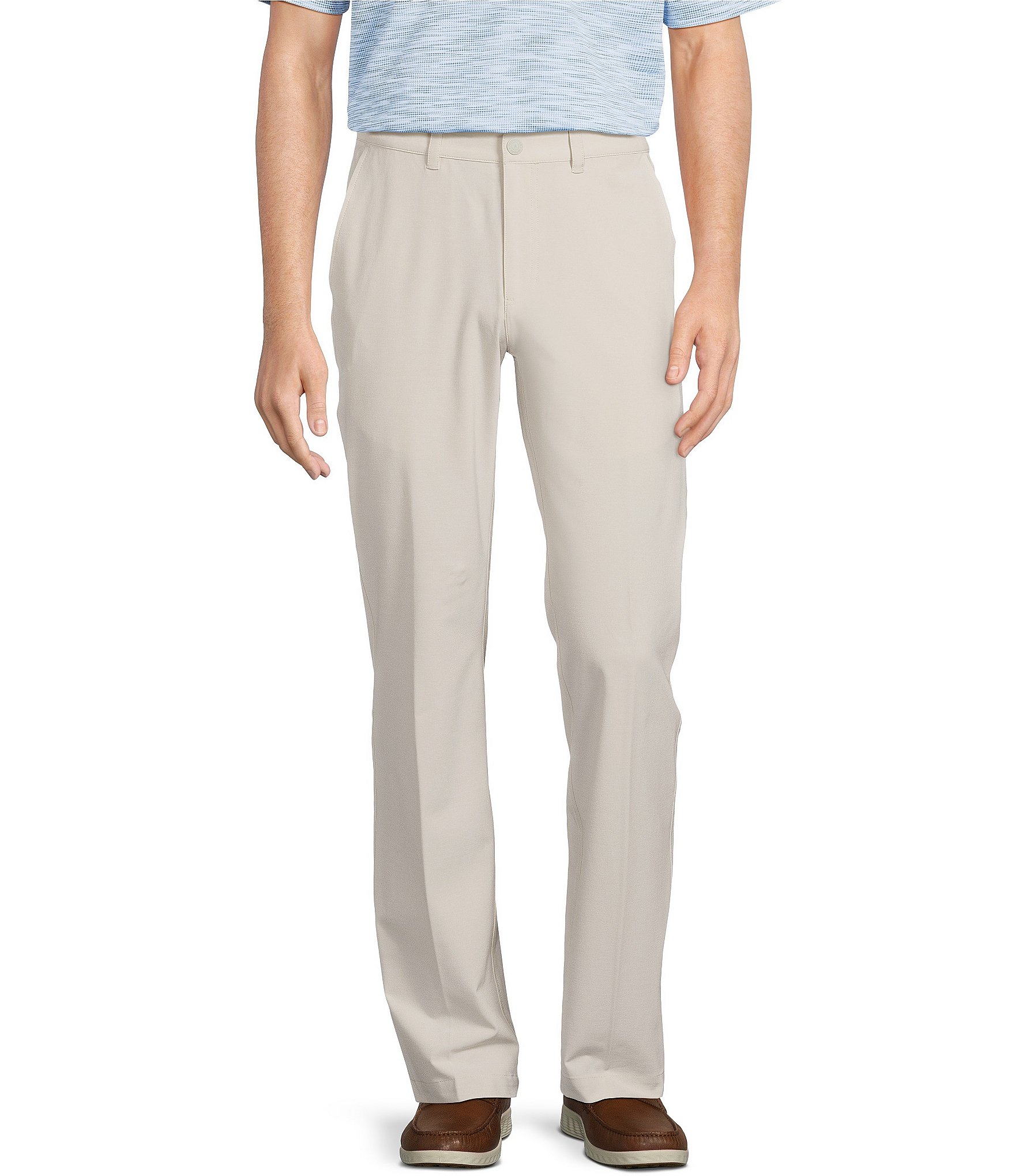 Roundtree & Yorke Performance Andrew Fit Flat Front Solid Texture Pants