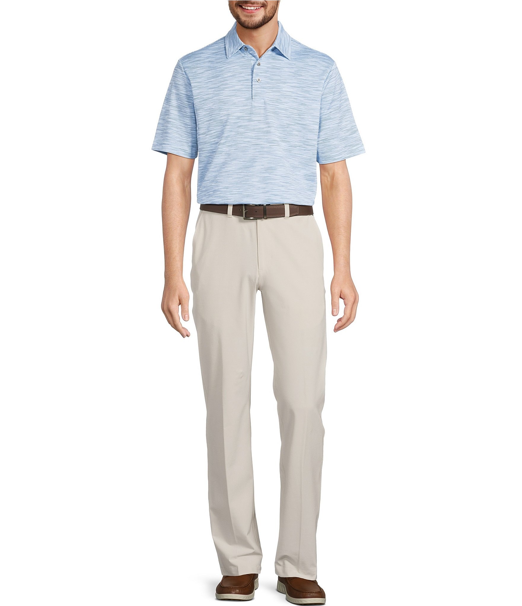 Roundtree & Yorke Performance Andrew Fit Flat Front Solid Texture Pants