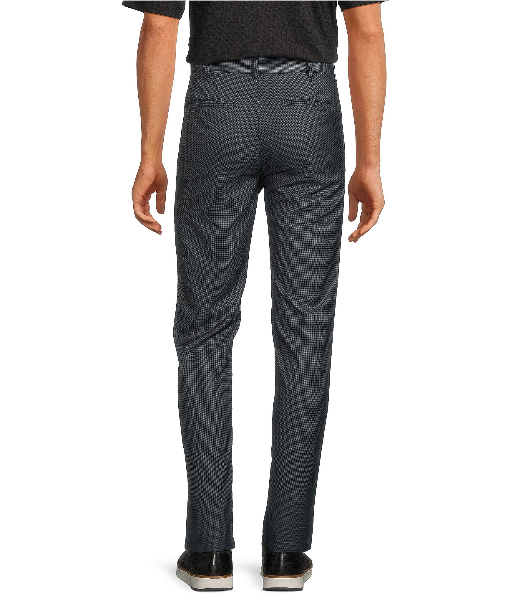 Roundtree & Yorke Performance Andrew Straight Fit Flat Front Herringbone Pants