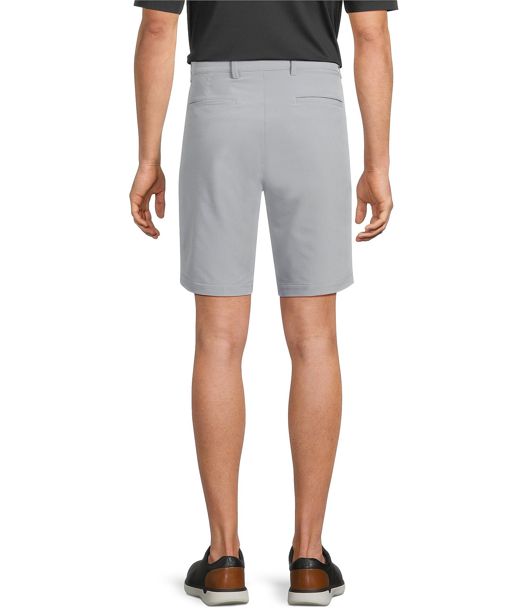 Roundtree & Yorke Performance Flat Front 9#double; Solid Texture Shorts