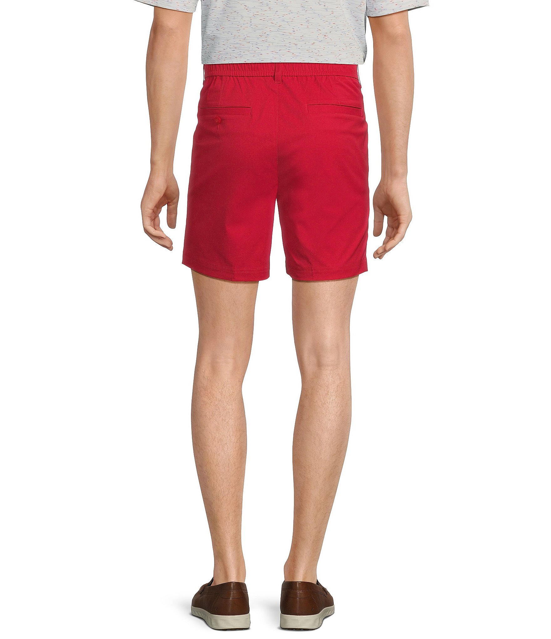 Roundtree & Yorke Performance Flat Front Straight Fit 7#double; Inseam Half Elastic Shorts