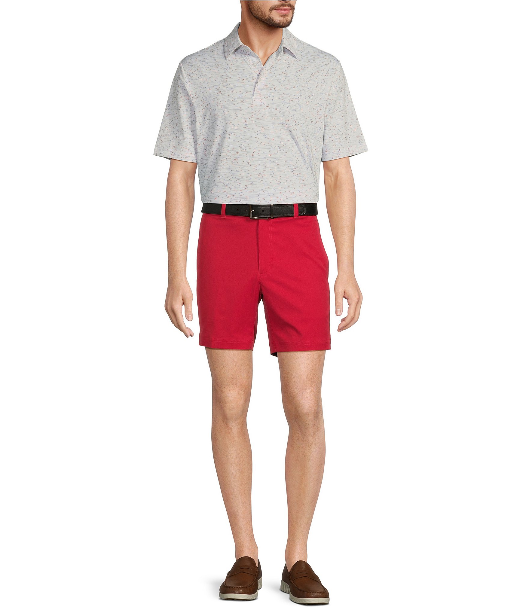 Roundtree & Yorke Performance Flat Front Straight Fit 7#double; Inseam Half Elastic Shorts