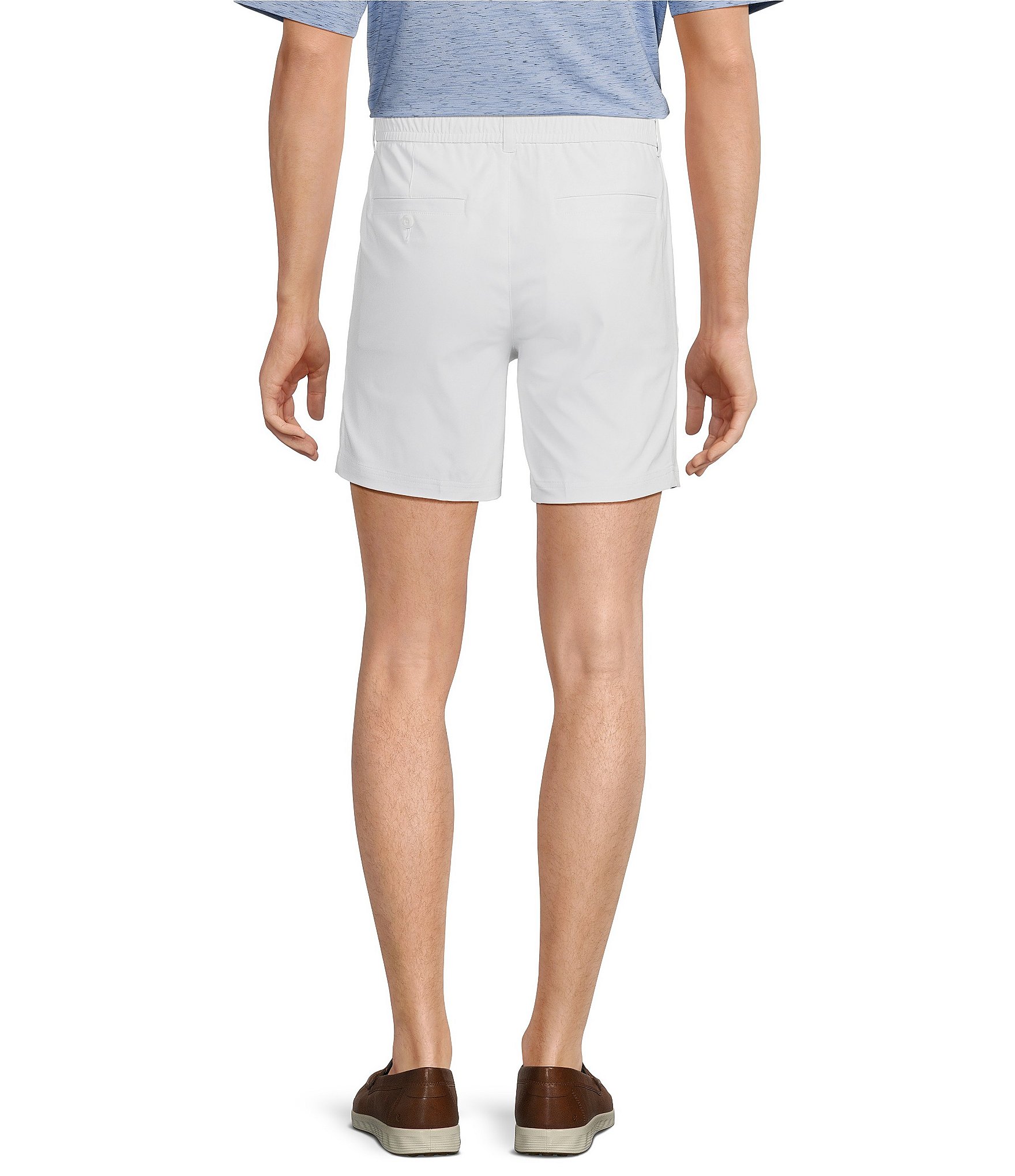 Roundtree & Yorke Performance Flat Front Straight Fit 7#double; Inseam Half Elastic Shorts