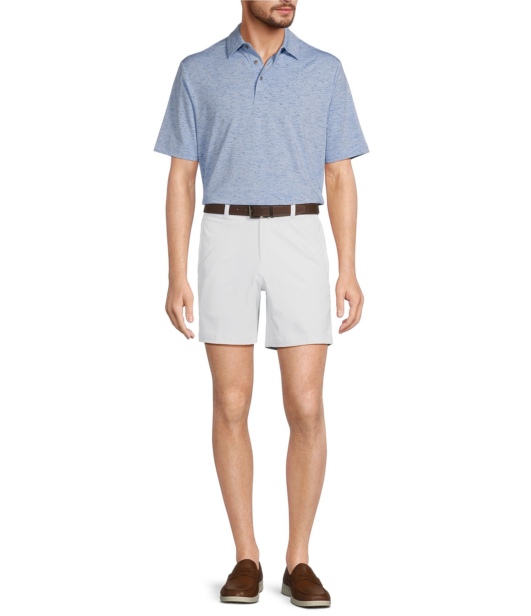 Roundtree & Yorke Performance Flat Front Straight Fit 7#double; Inseam Half Elastic Shorts