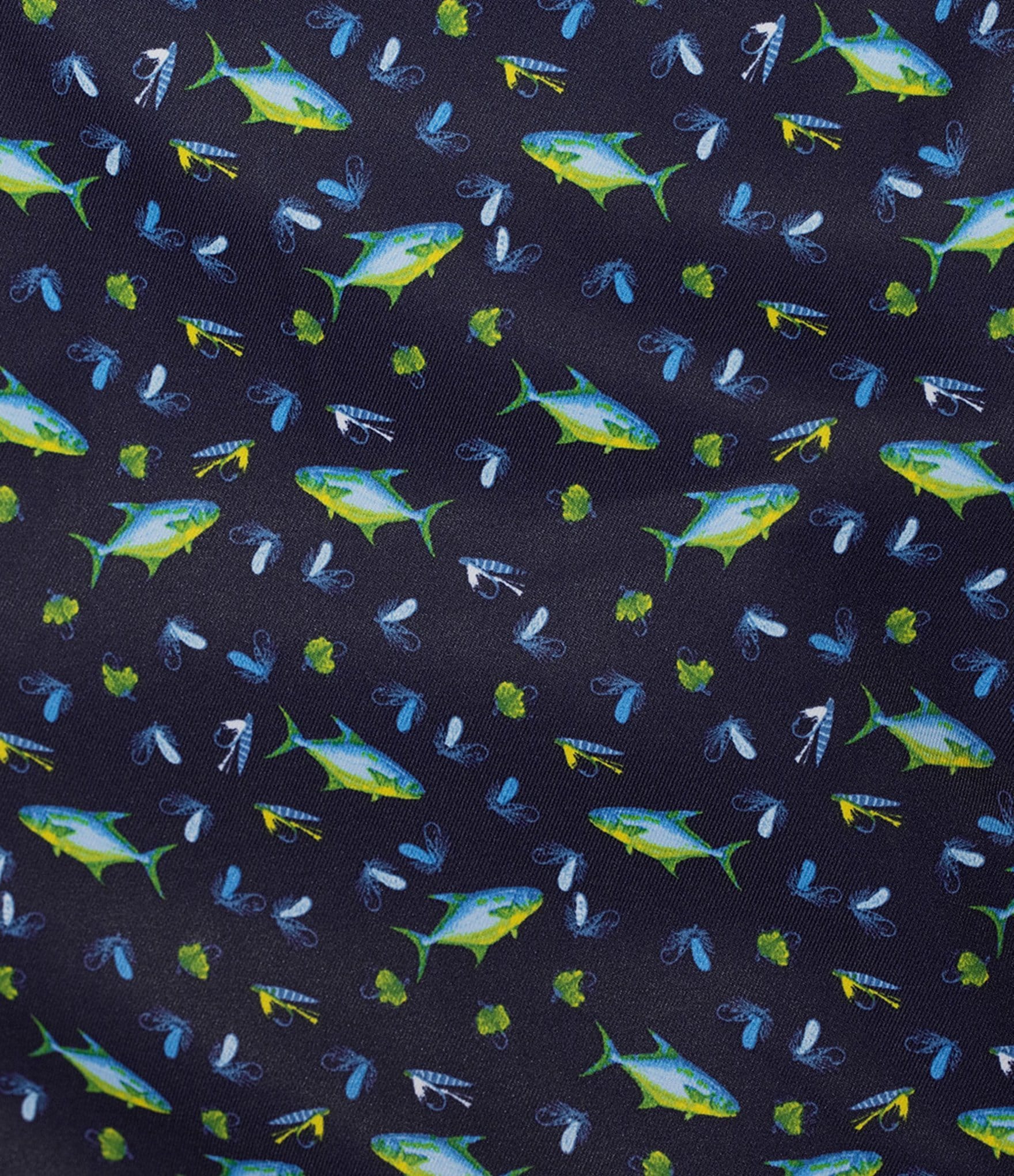 Roundtree & Yorke Performance Flat Front Straight Fit Fish Print 7#double; Inseam Shorts