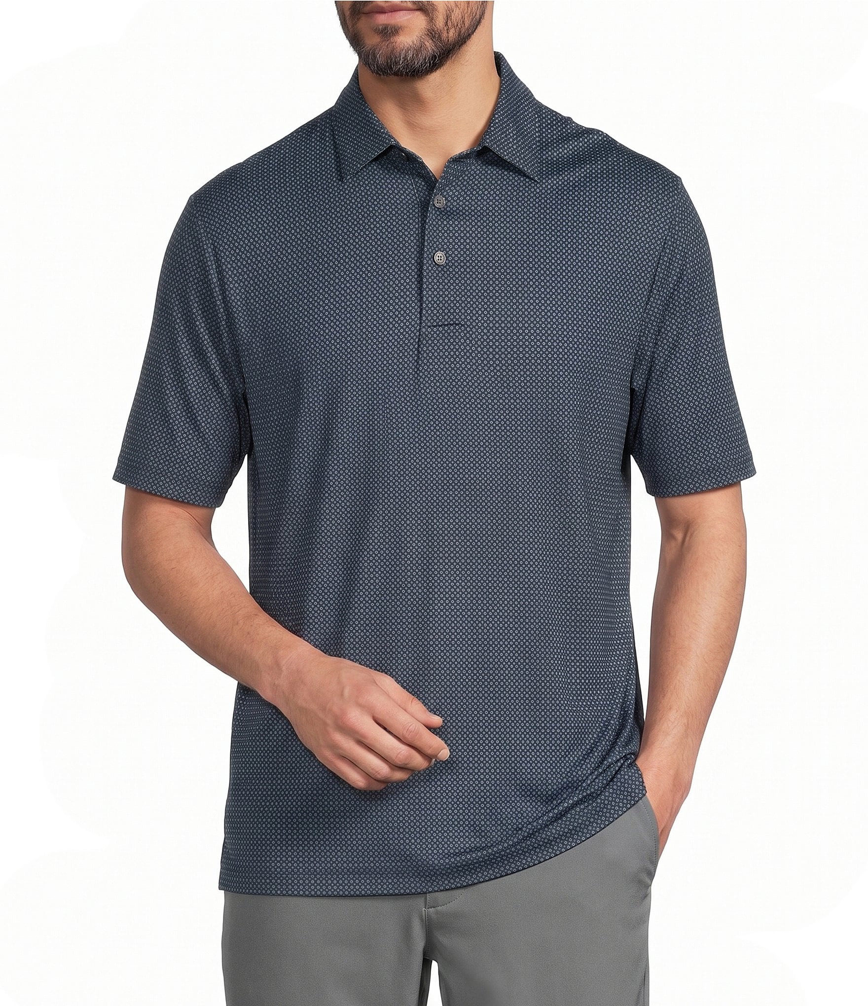 Roundtree & Yorke Performance Geo Print Polo