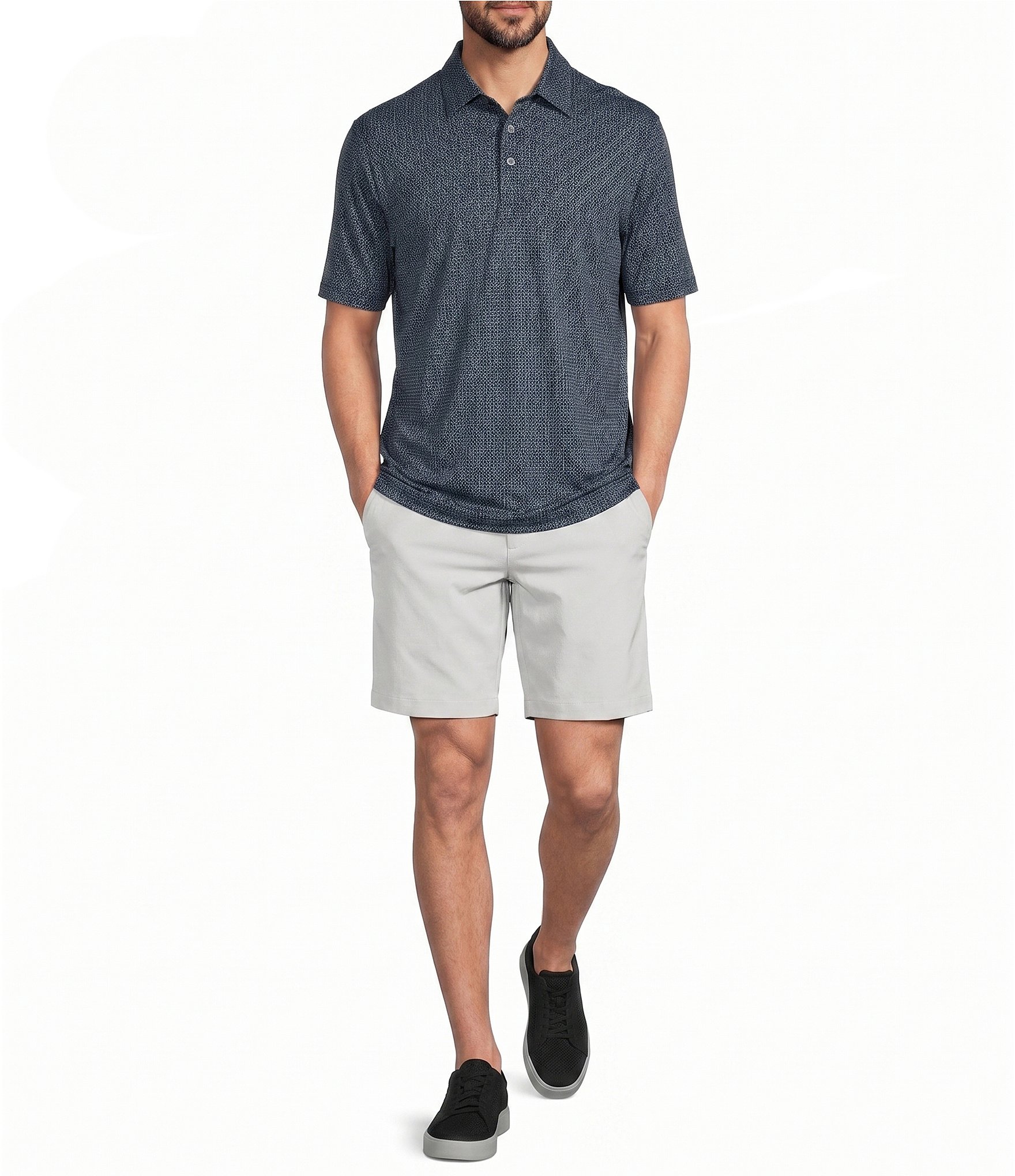 Roundtree & Yorke Performance Geo Print Polo