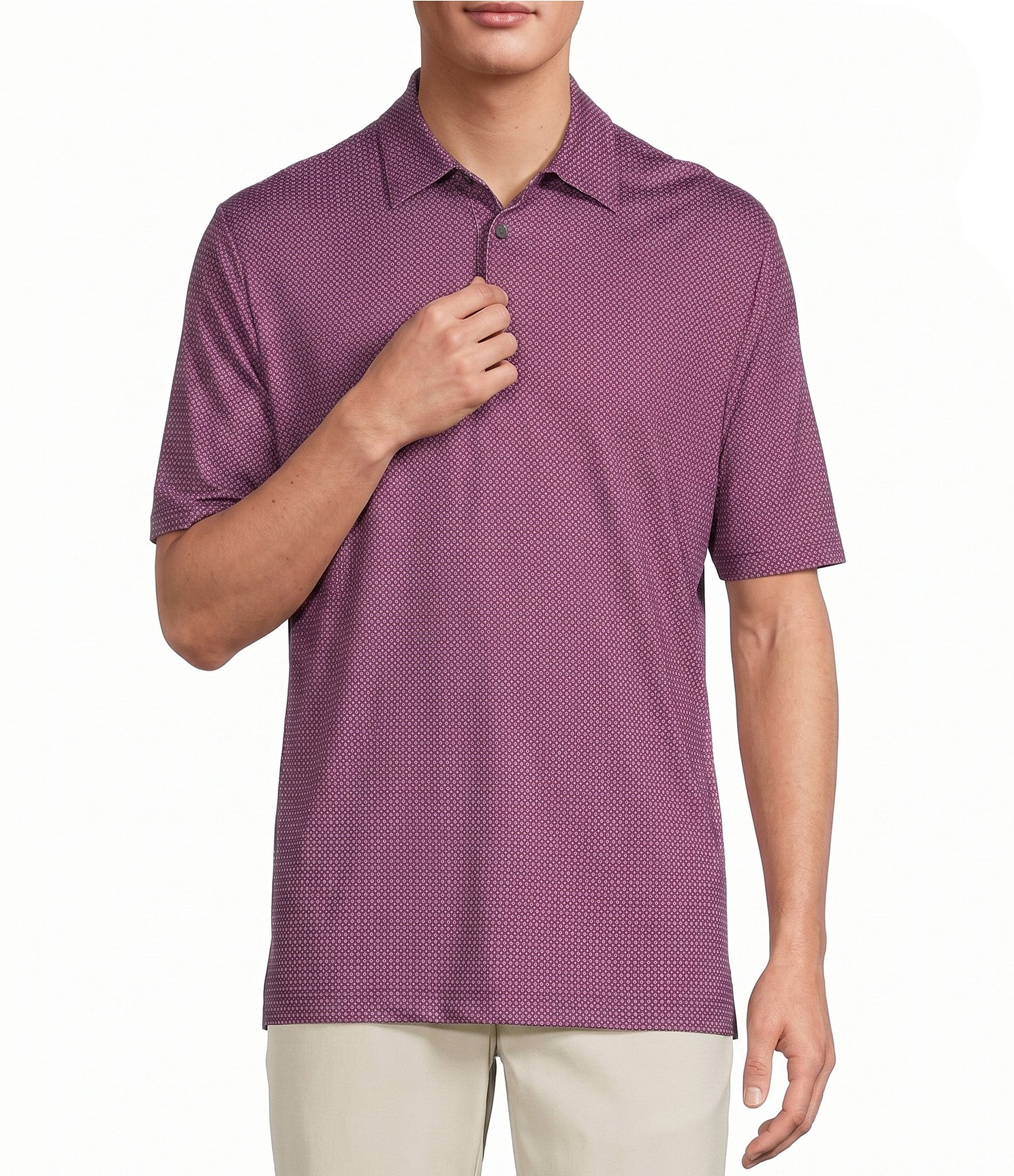 Roundtree & Yorke Performance Geo Print Polo