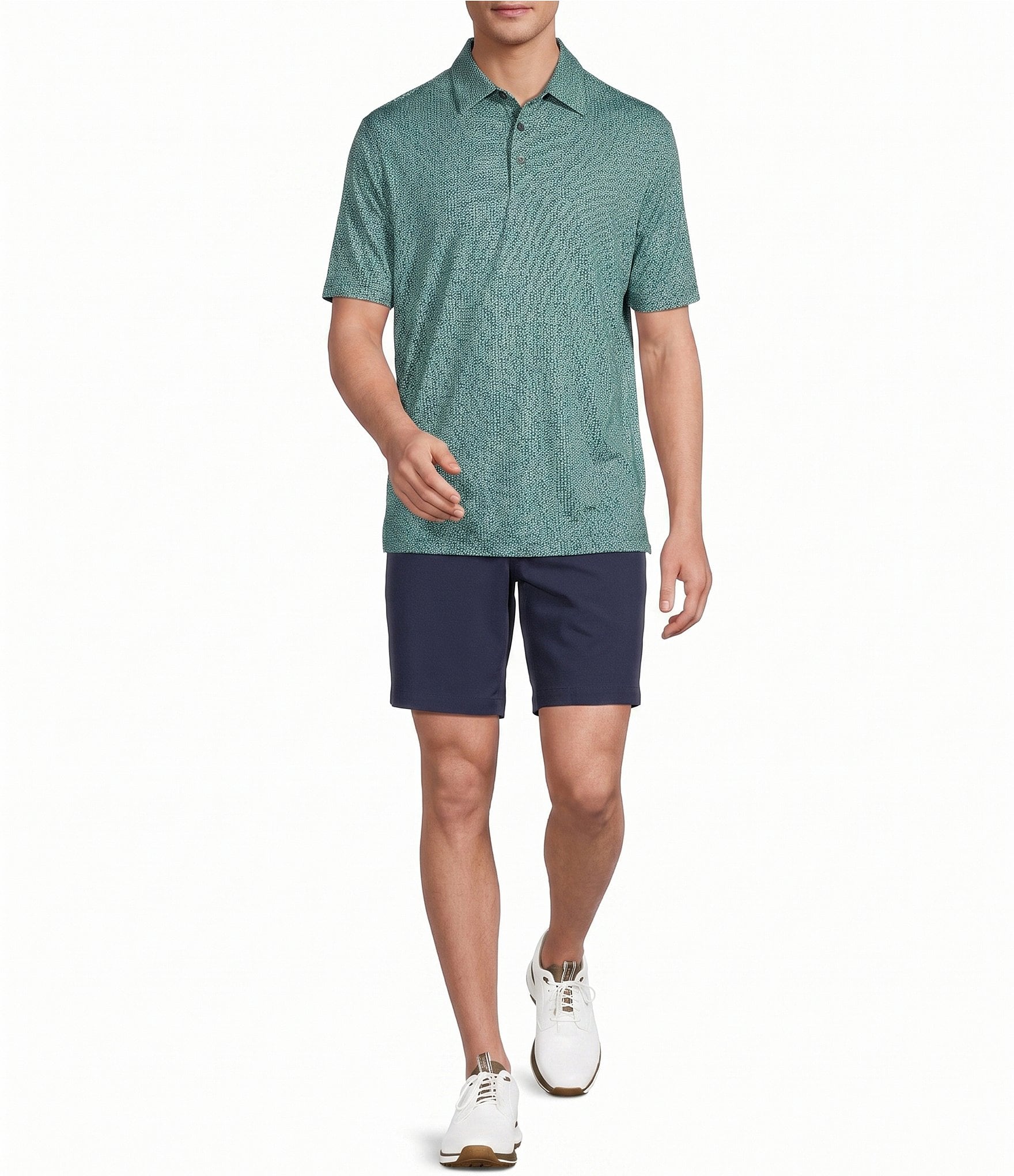 Roundtree & Yorke Big & Tall Performance Geometric Print Short Sleeve Polo