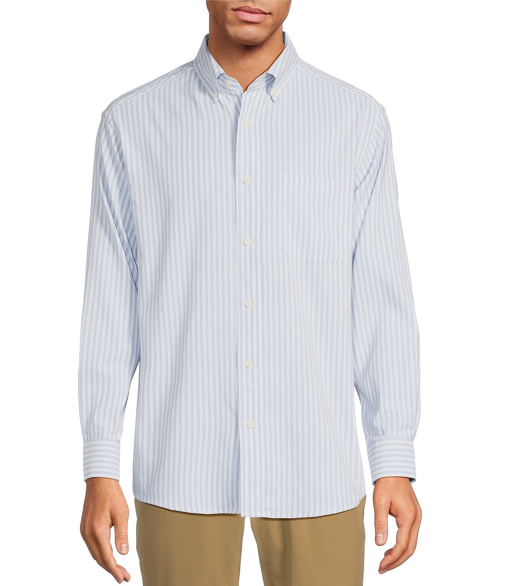 Roundtree & Yorke Performance Long Sleeve Stripe Sport Shirt | Dillard's