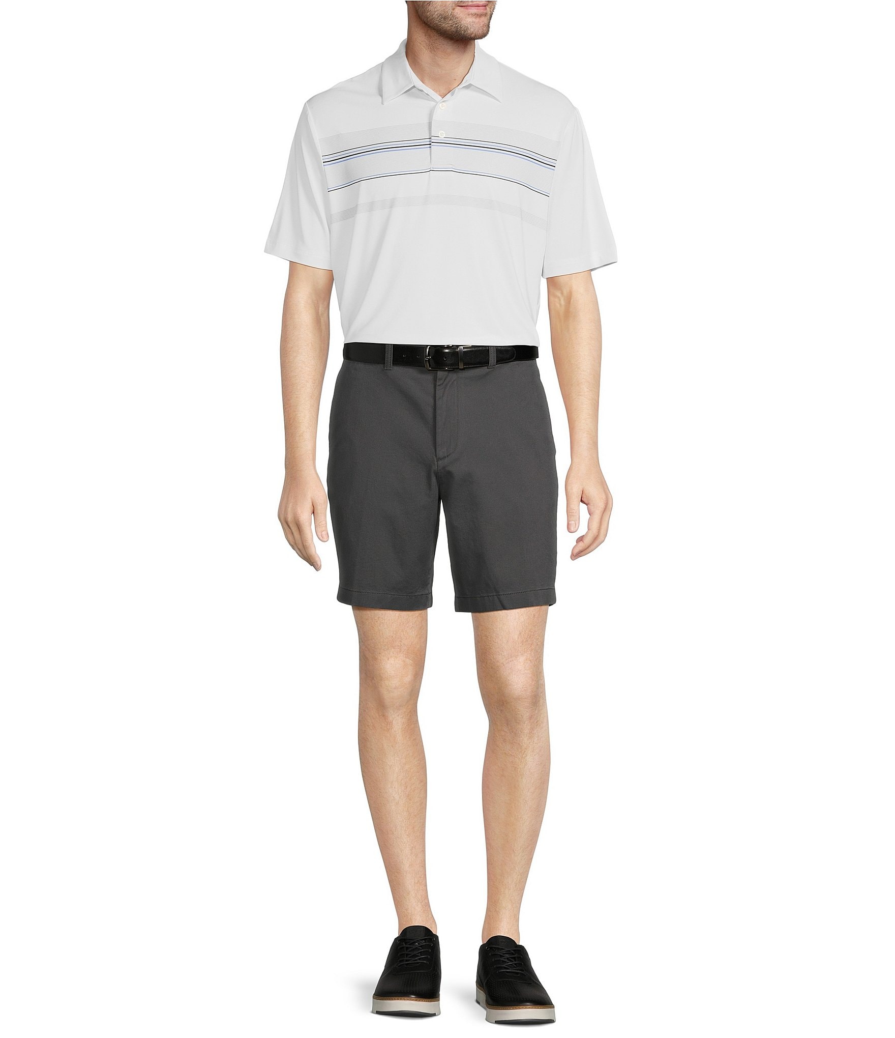 Roundtree & Yorke Performance Short Sleeve Chest Stripe Polo Shirt