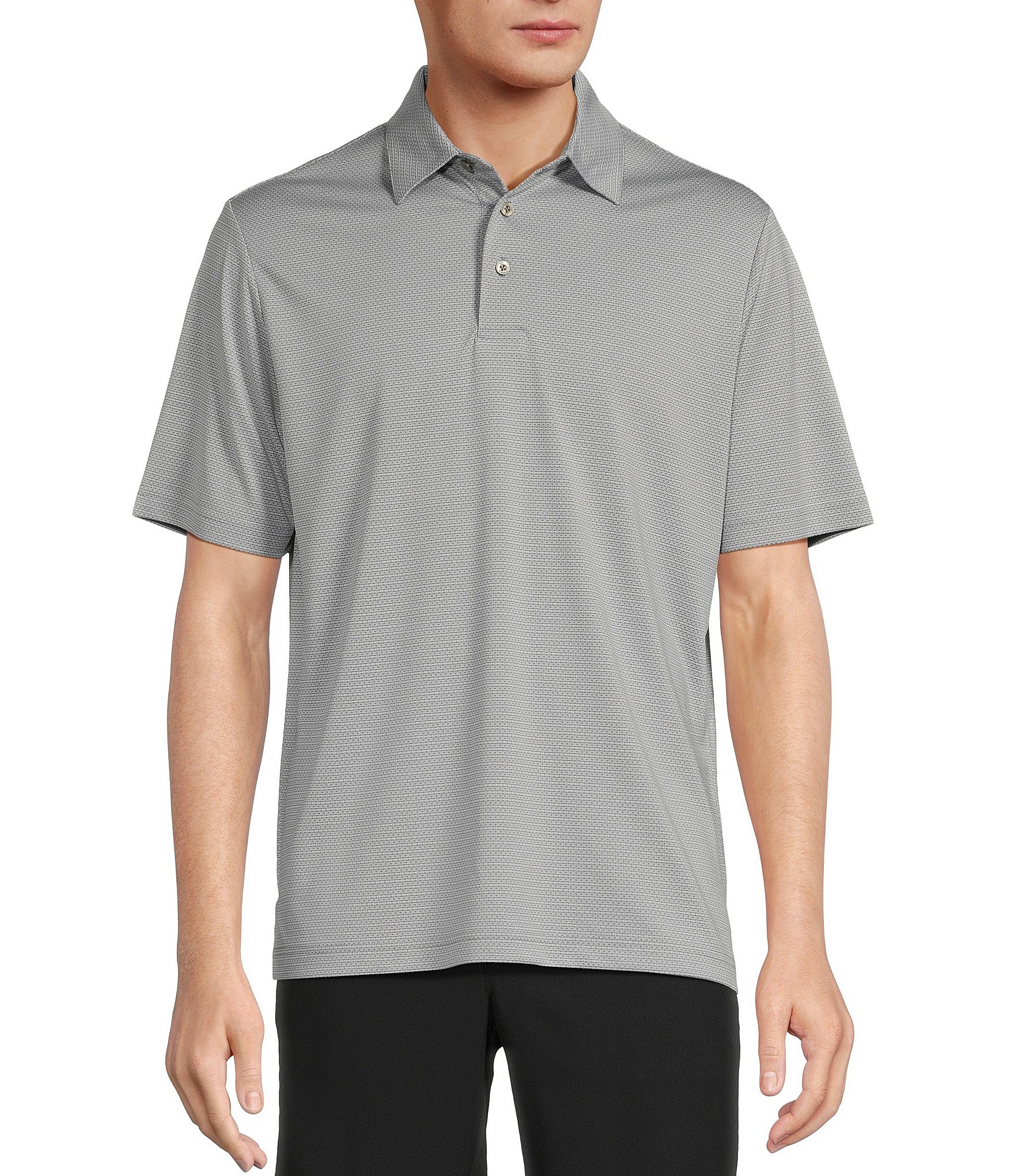 Roundtree & Yorke Performance Short Sleeve Horizontal Textured Jacquard Polo Shirt