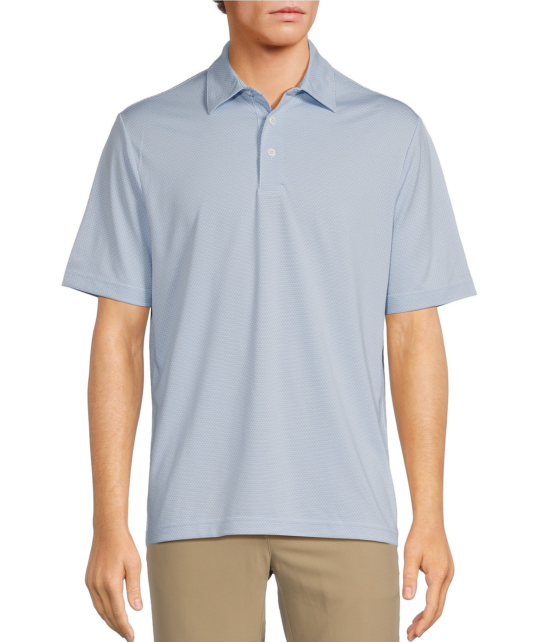 Roundtree & Yorke Performance Short Sleeve Horizontal Textured Jacquard Polo Shirt