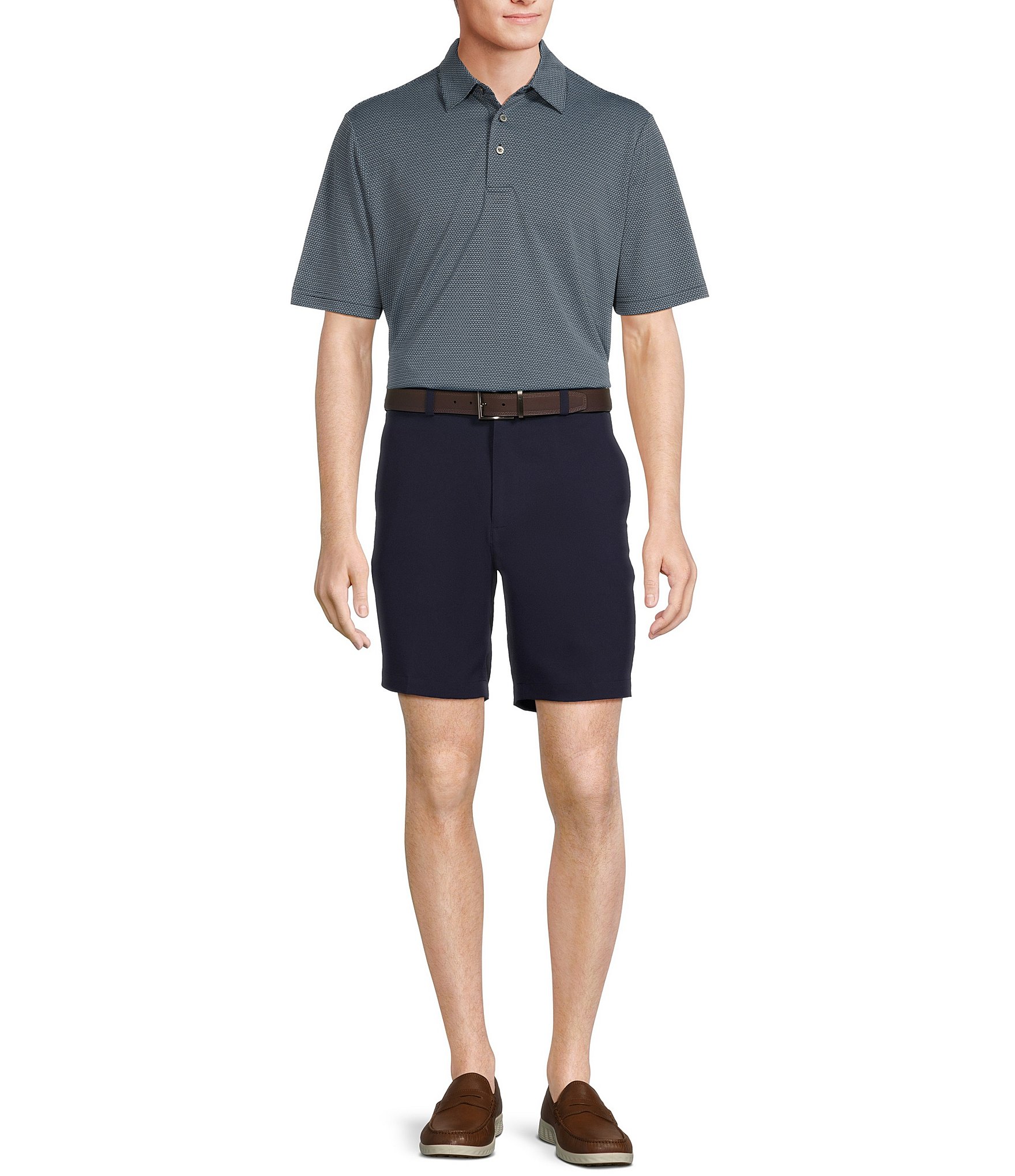 Roundtree & Yorke Performance Short Sleeve Horizontal Textured Jacquard Polo Shirt