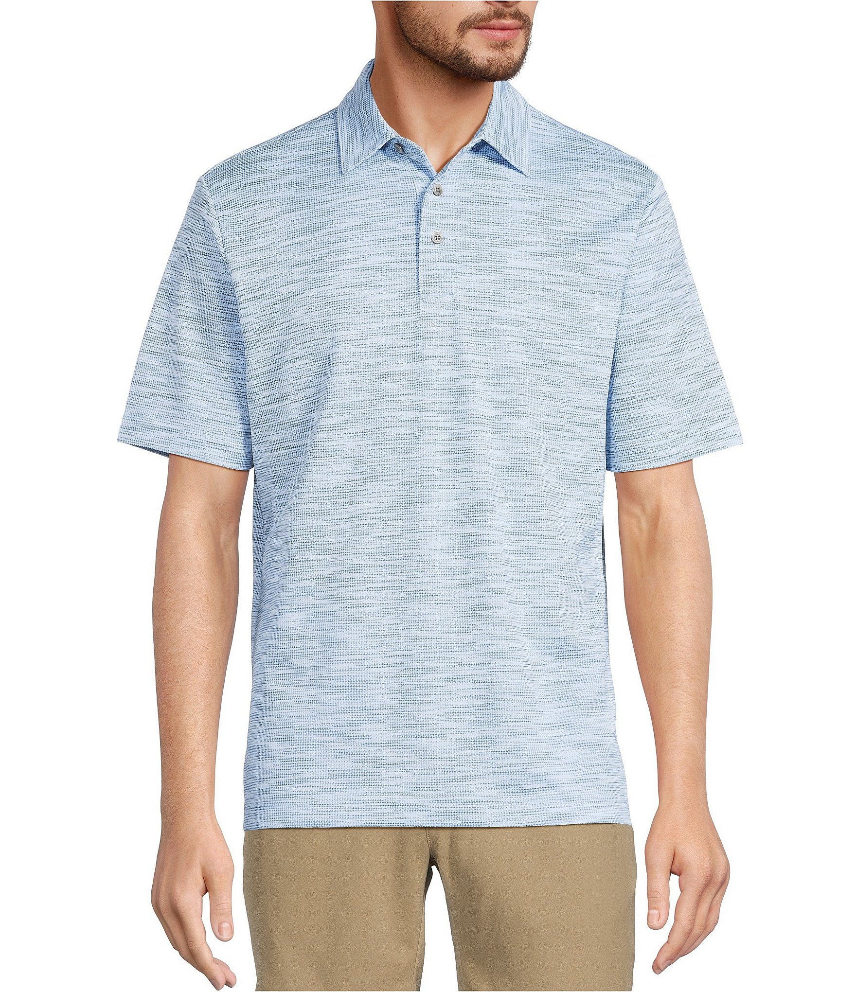 Roundtree & Yorke Performance Short Sleeve Houndstooth Jacquard Polo Shirt