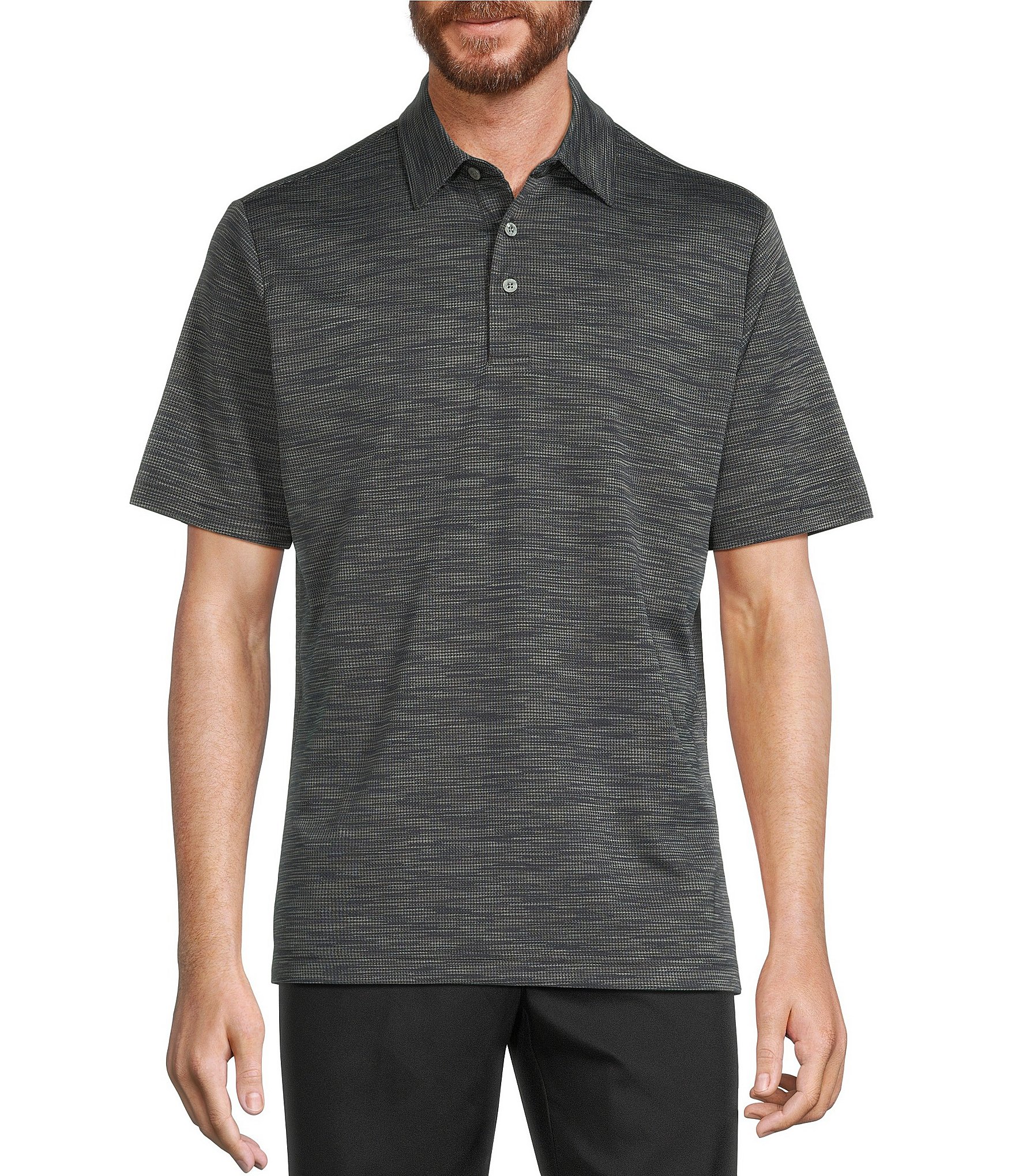 Roundtree & Yorke Performance Short Sleeve Houndstooth Jacquard Polo Shirt