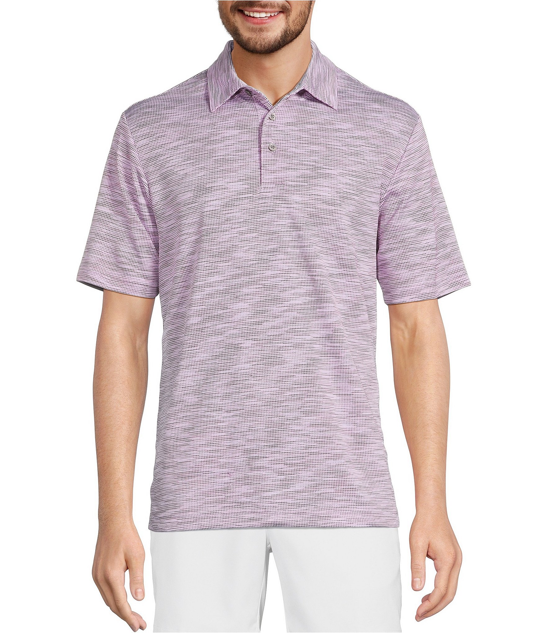Roundtree & Yorke Performance Short Sleeve Houndstooth Jacquard Polo Shirt