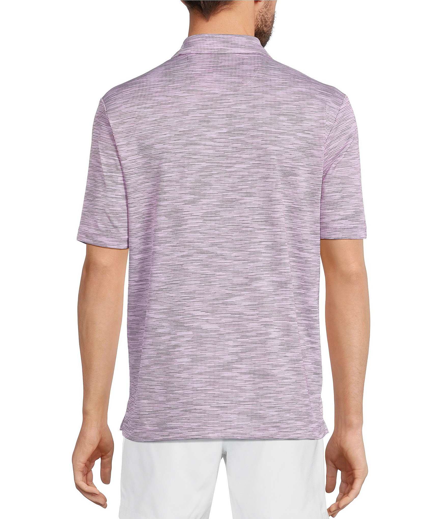 Roundtree & Yorke Performance Short Sleeve Houndstooth Jacquard Polo Shirt