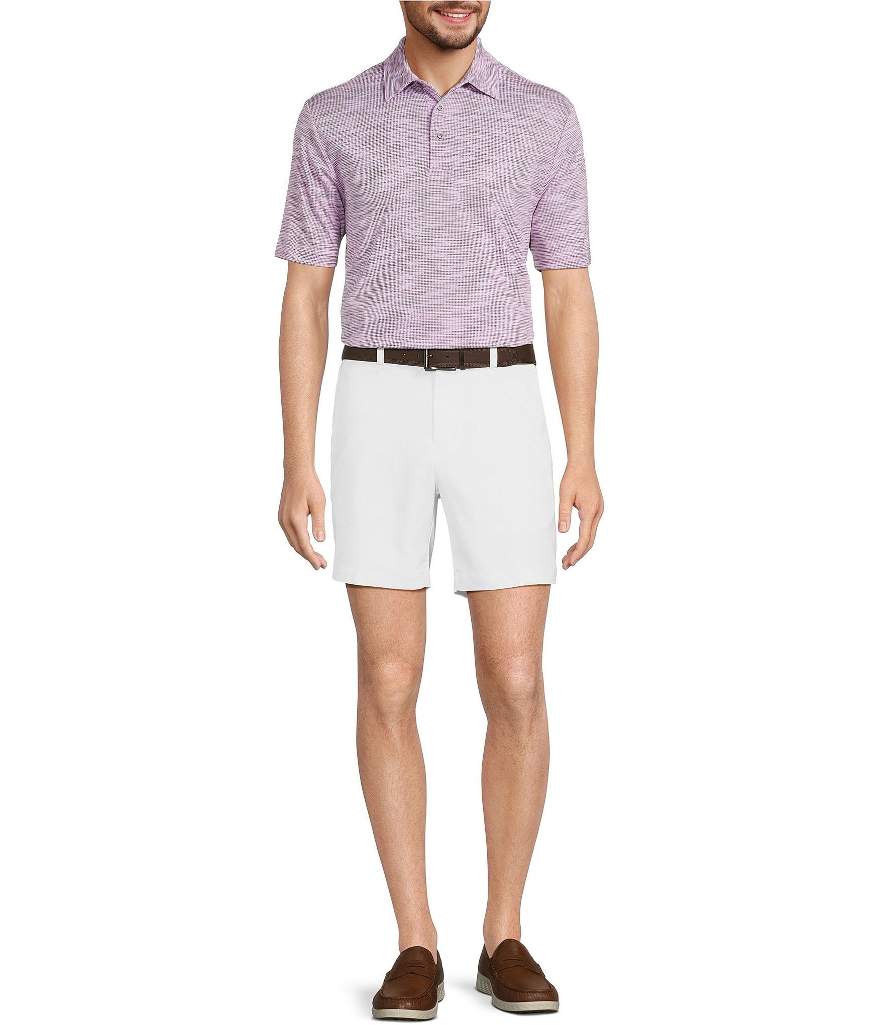 Roundtree & Yorke Performance Short Sleeve Houndstooth Jacquard Polo Shirt