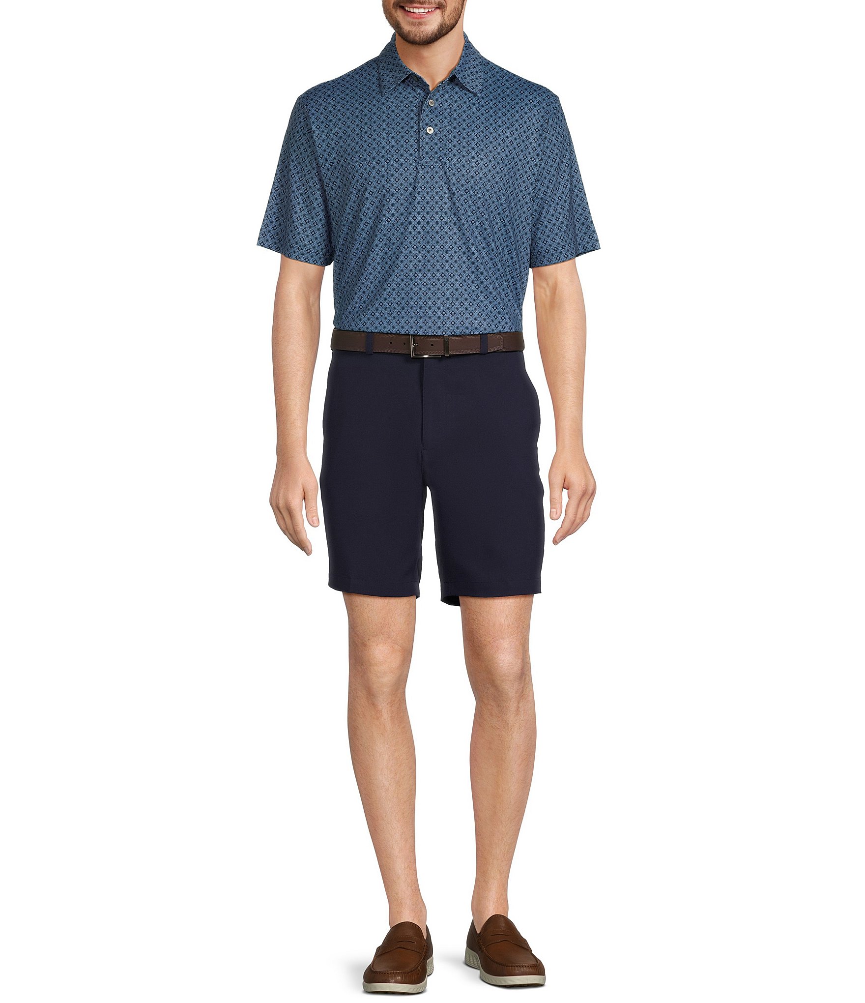 Roundtree & Yorke Performance Short Sleeve Medallion Print Polo Shirt