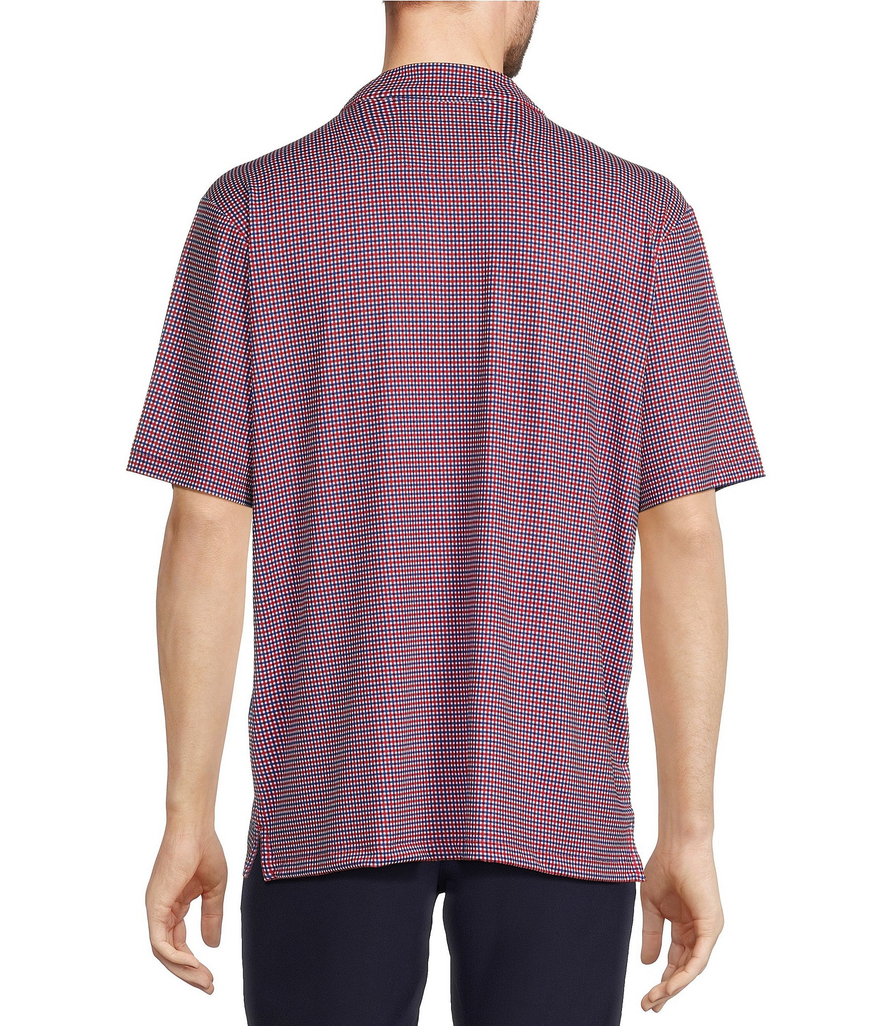 Roundtree & Yorke Performance Short Sleeve Plaid Polo Shirt