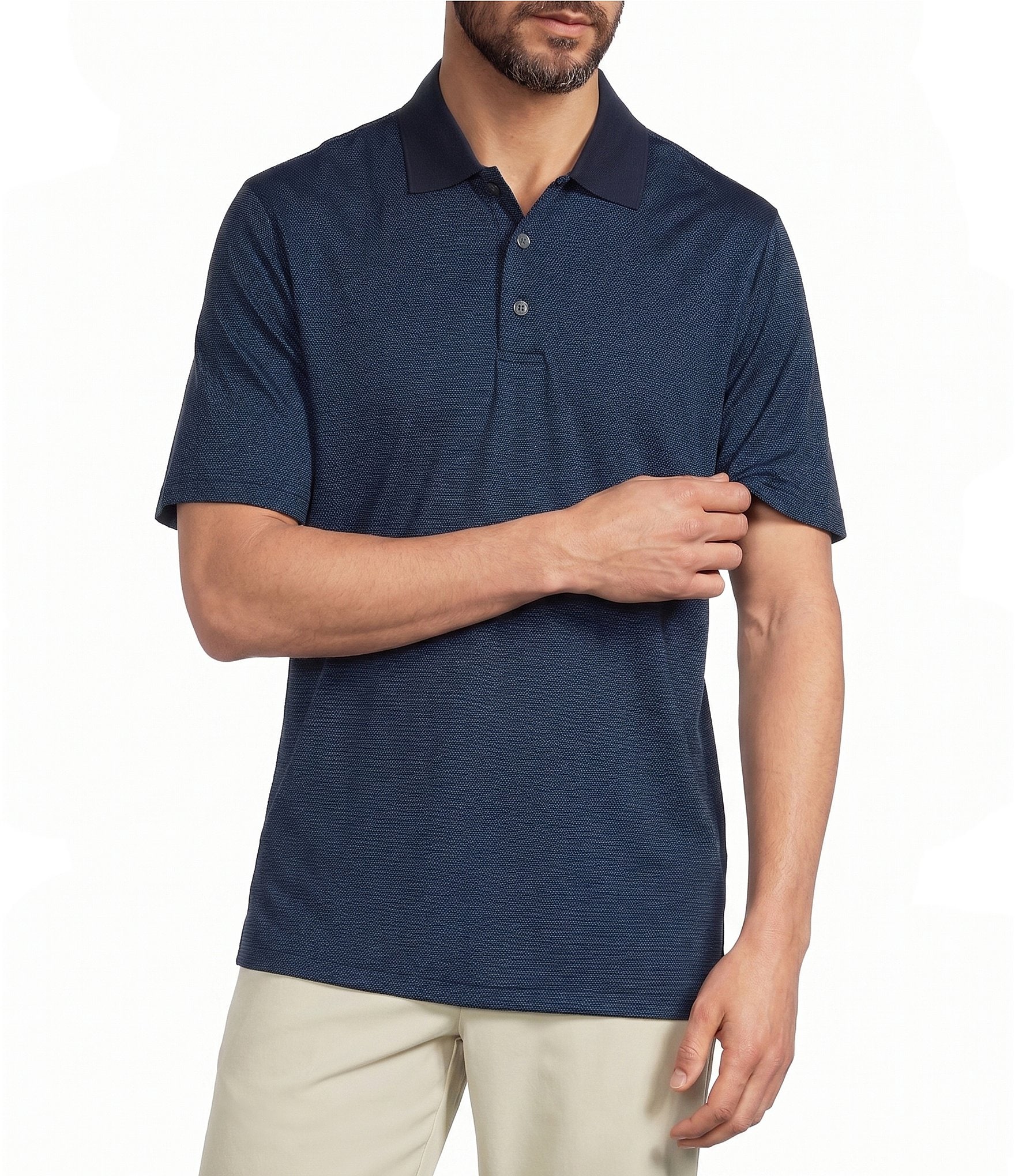 Roundtree & Yorke Performance Short Sleeve Solid Birdseye Polo Shirt