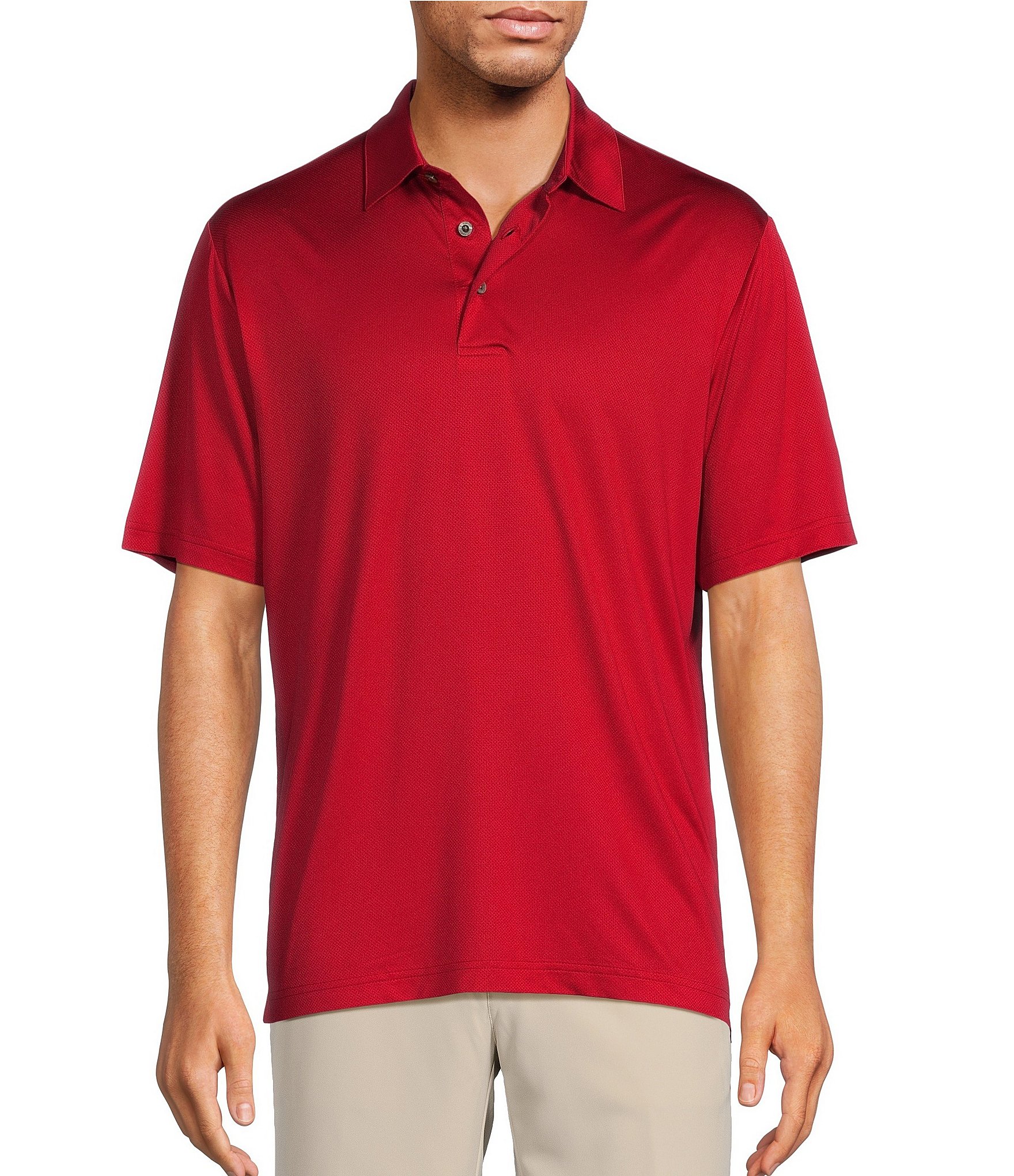 Roundtree & Yorke Performance Short Sleeve Solid Textured Polo Shirt