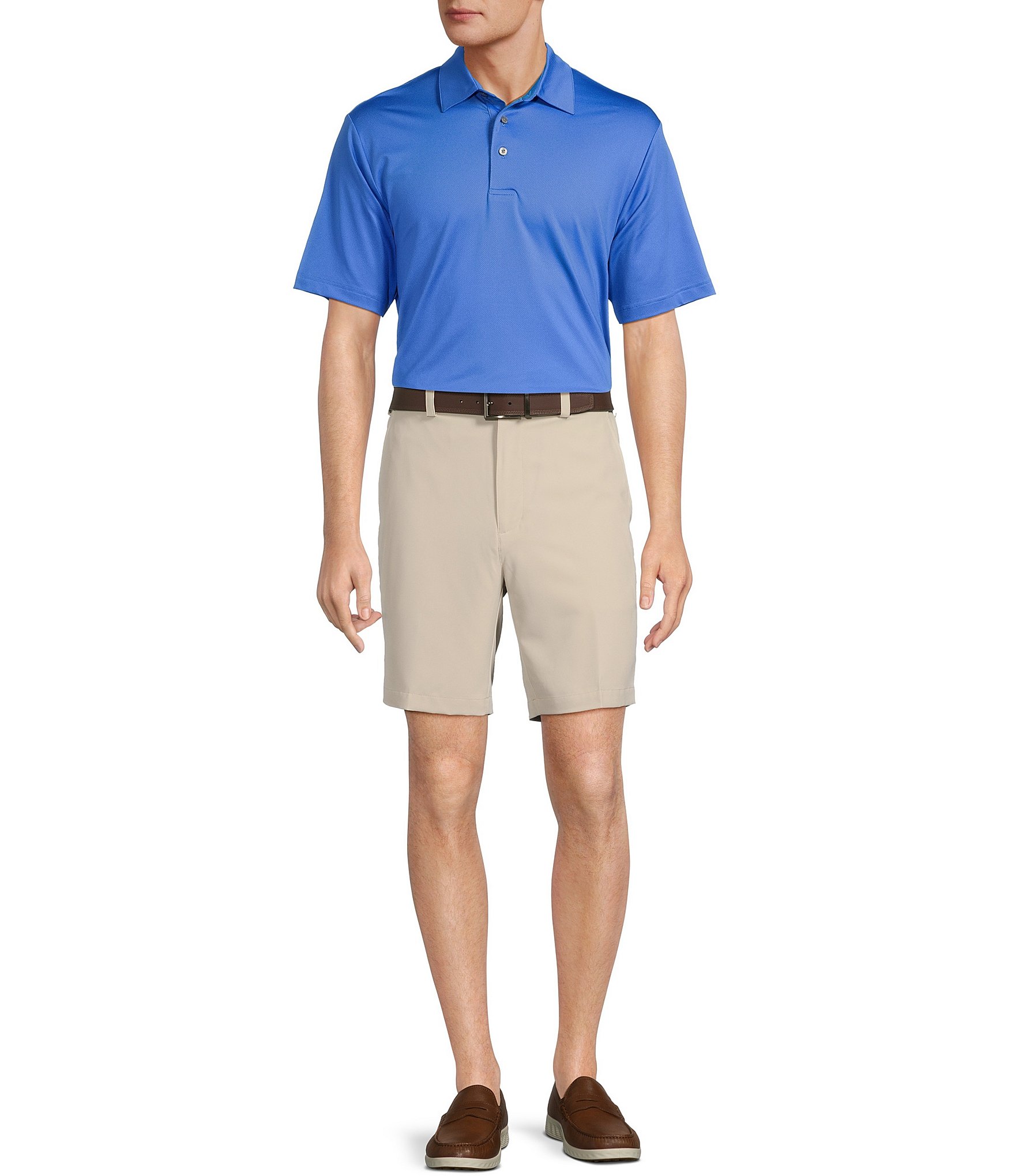 Roundtree & Yorke Performance Short Sleeve Solid Textured Polo Shirt