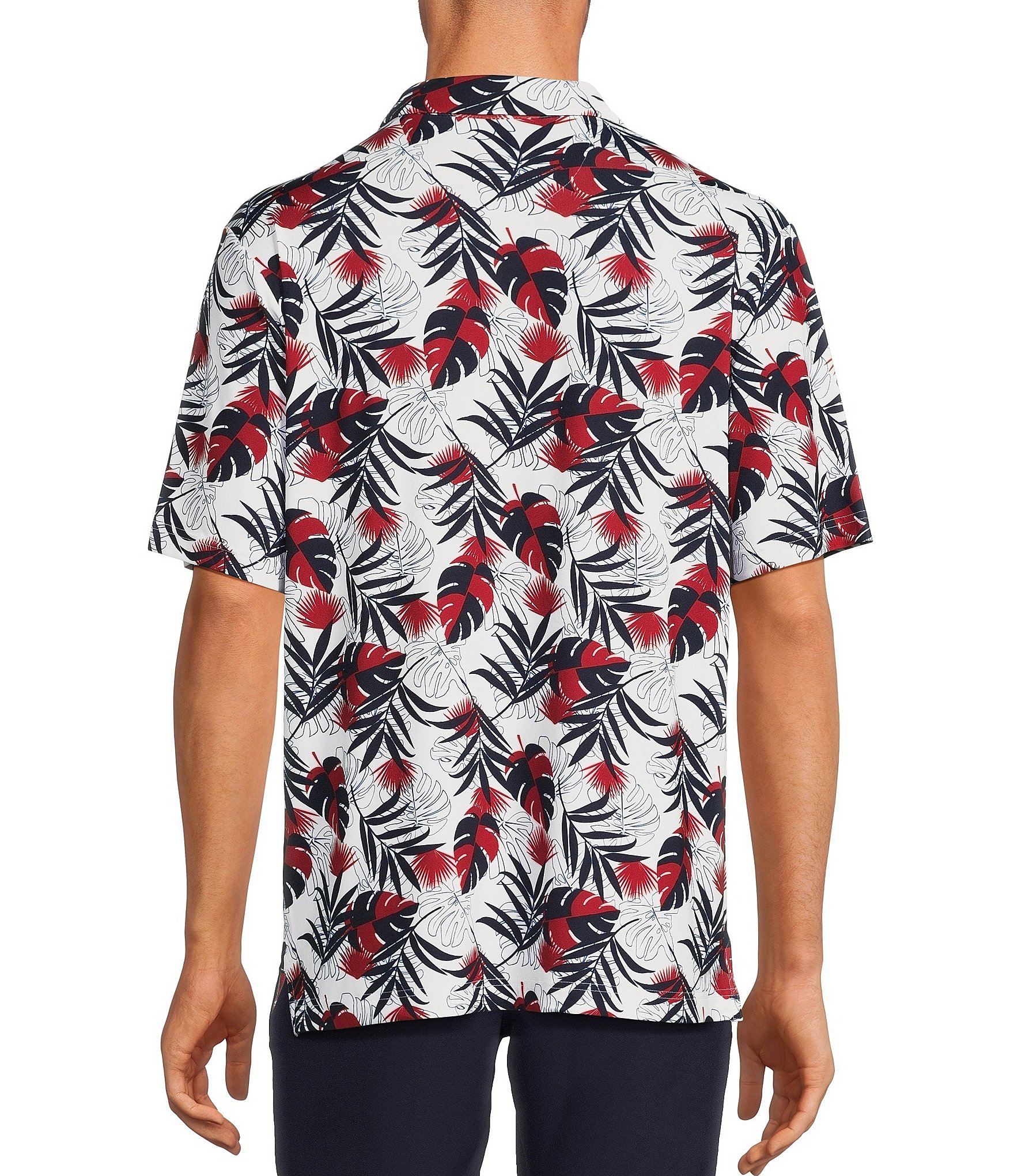 Roundtree & Yorke Performance Short Sleeve Tropical Print Polo Shirt