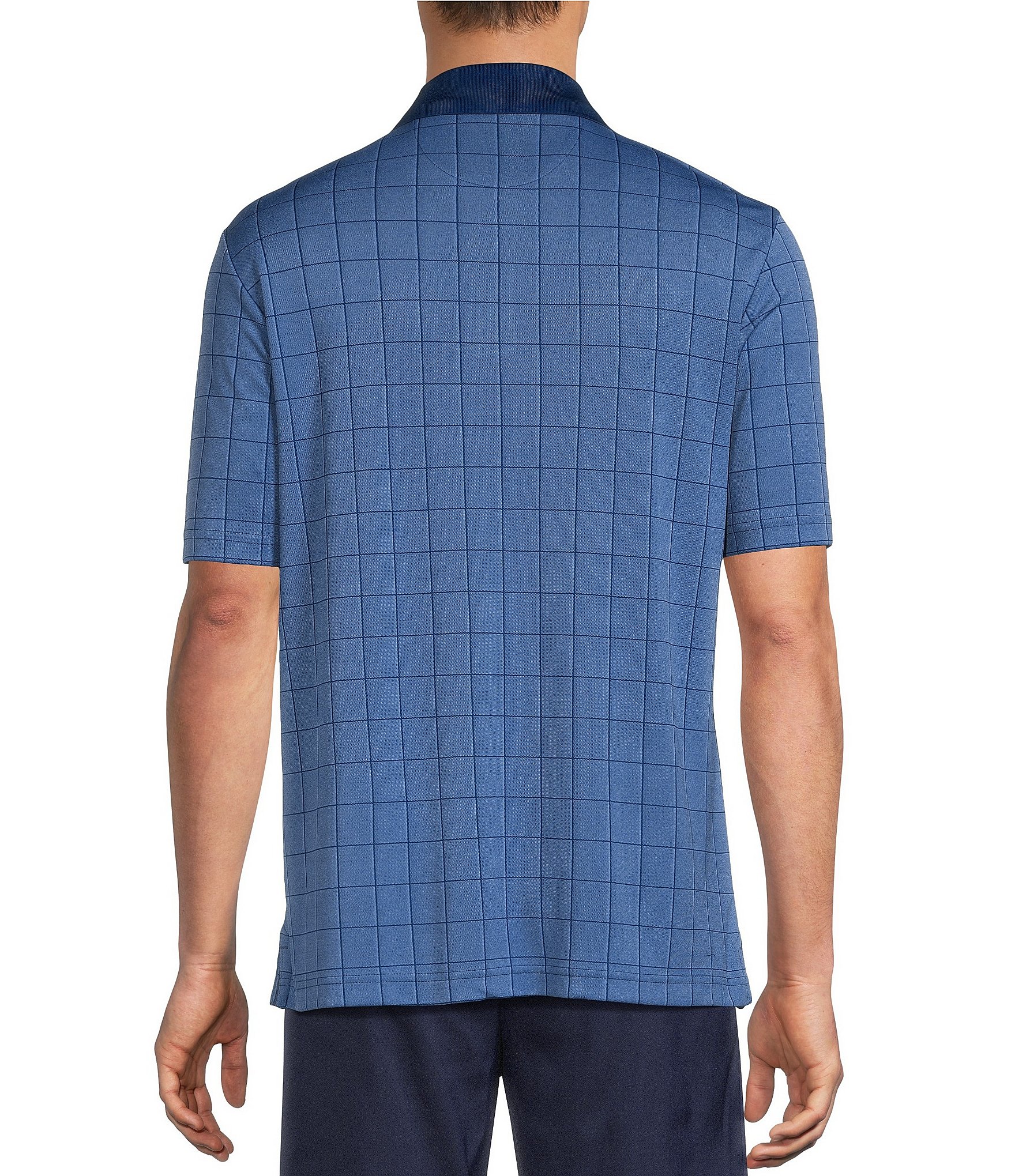 Roundtree & Yorke Performance Short Sleeve Windowpane Jacquard Polo Shirt