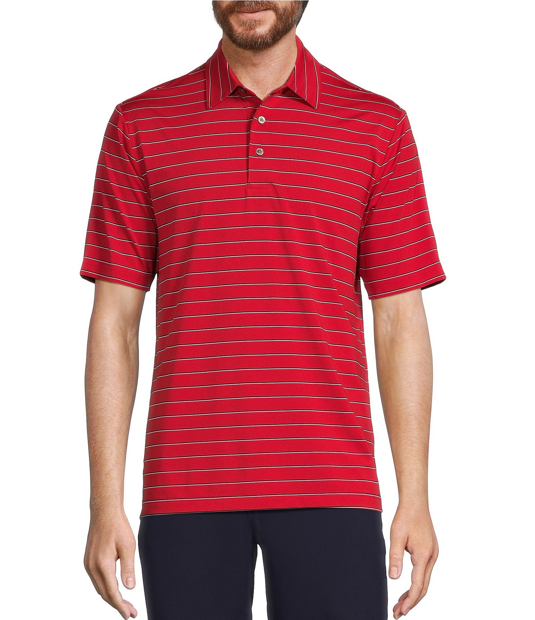 Roundtree & Yorke Performance Short Sleeve Yarn-Dyed Stripe Polo Shirt