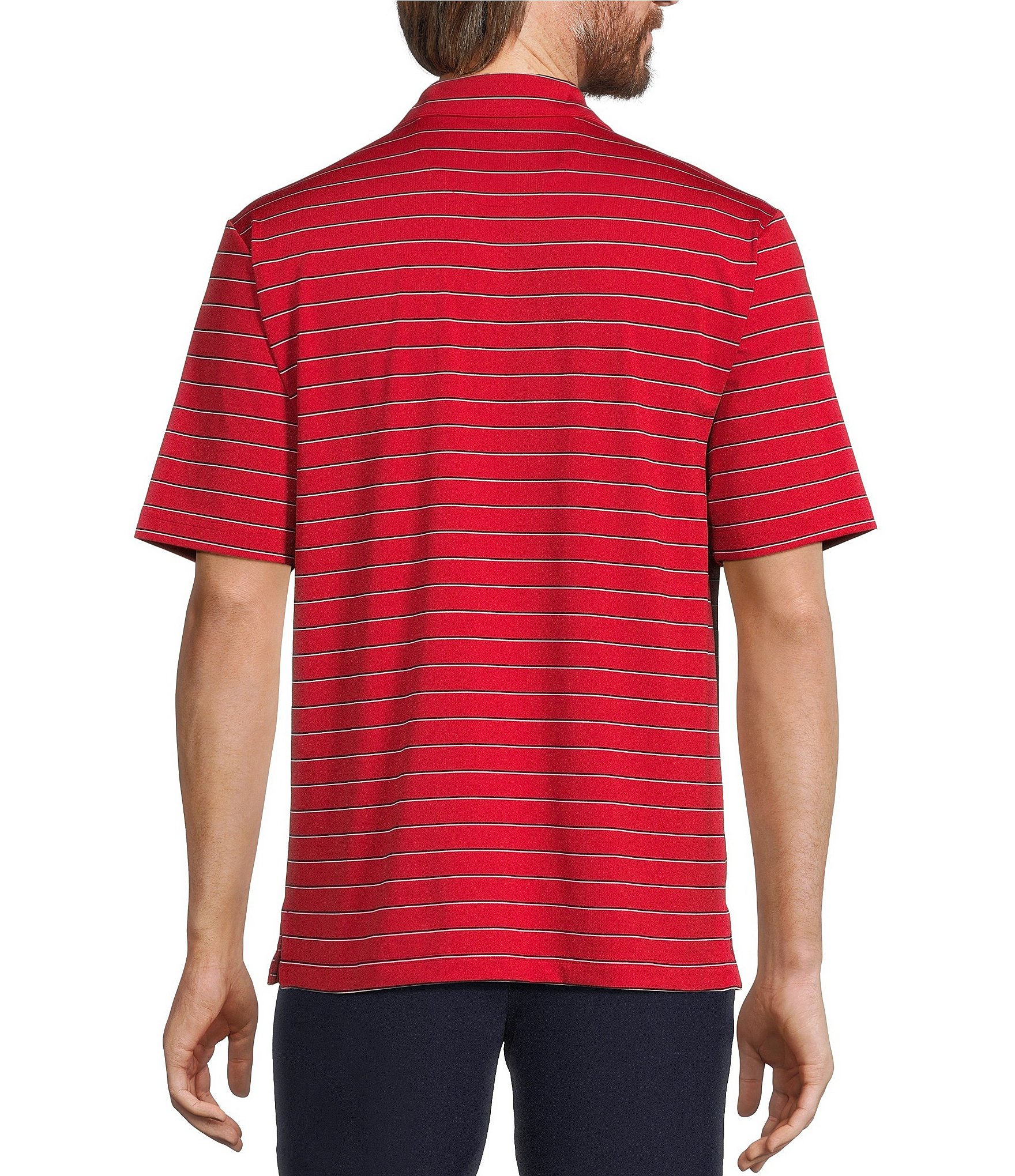 Roundtree & Yorke Performance Short Sleeve Yarn-Dyed Stripe Polo Shirt