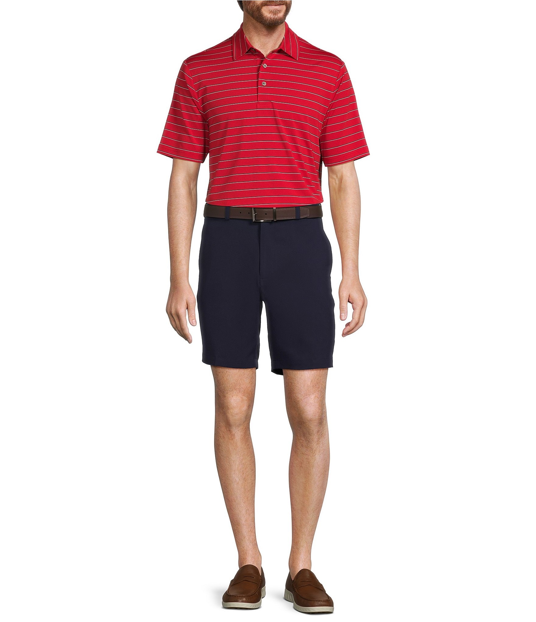 Roundtree & Yorke Performance Short Sleeve Yarn-Dyed Stripe Polo Shirt