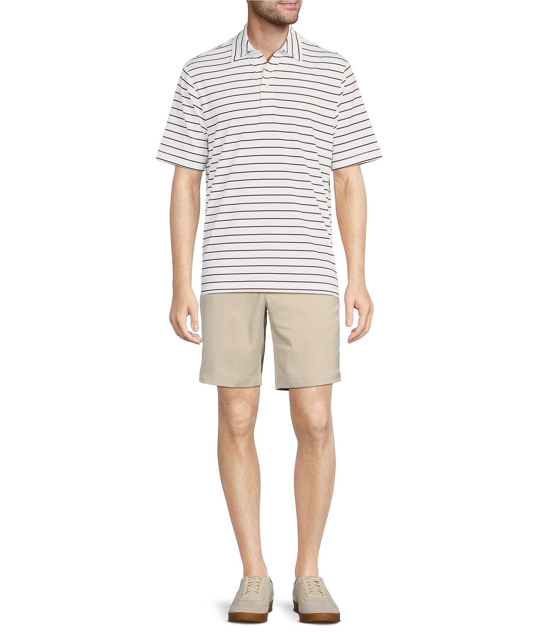 Roundtree & Yorke Performance Short Sleeve Yarn-Dyed Stripe Polo Shirt