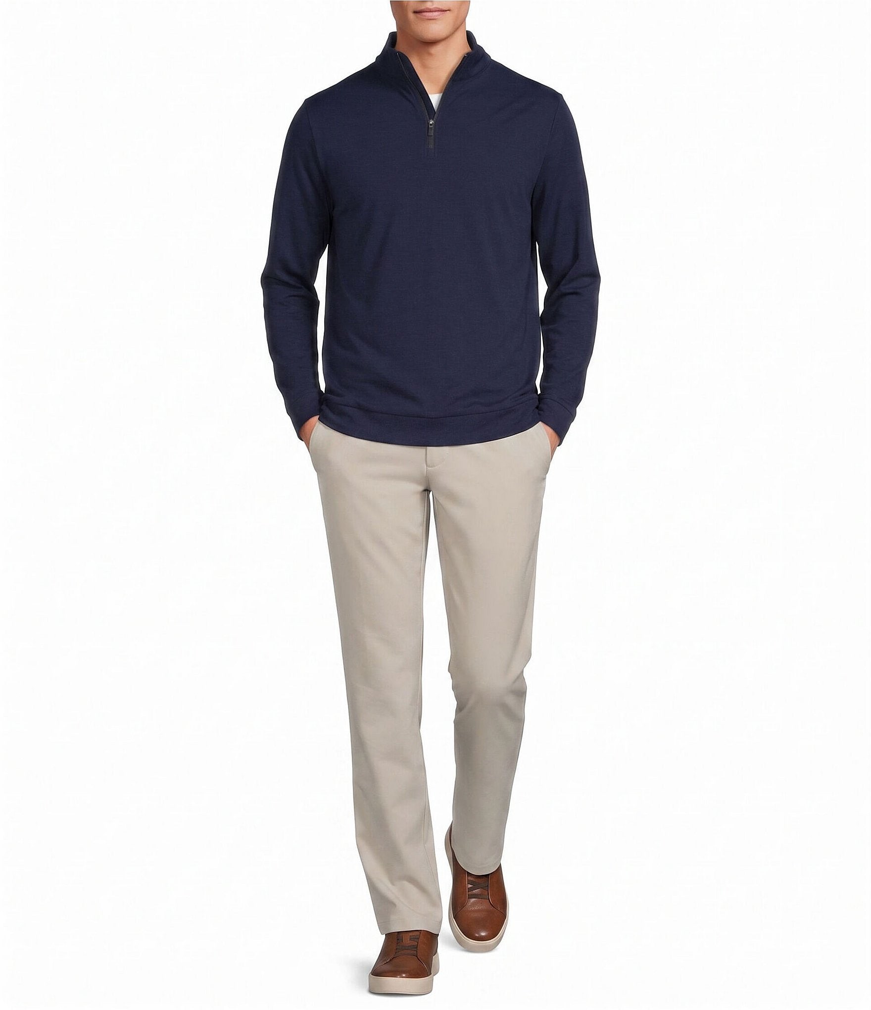 Roundtree & Yorke Performance Solid Quarter Zip Pullover