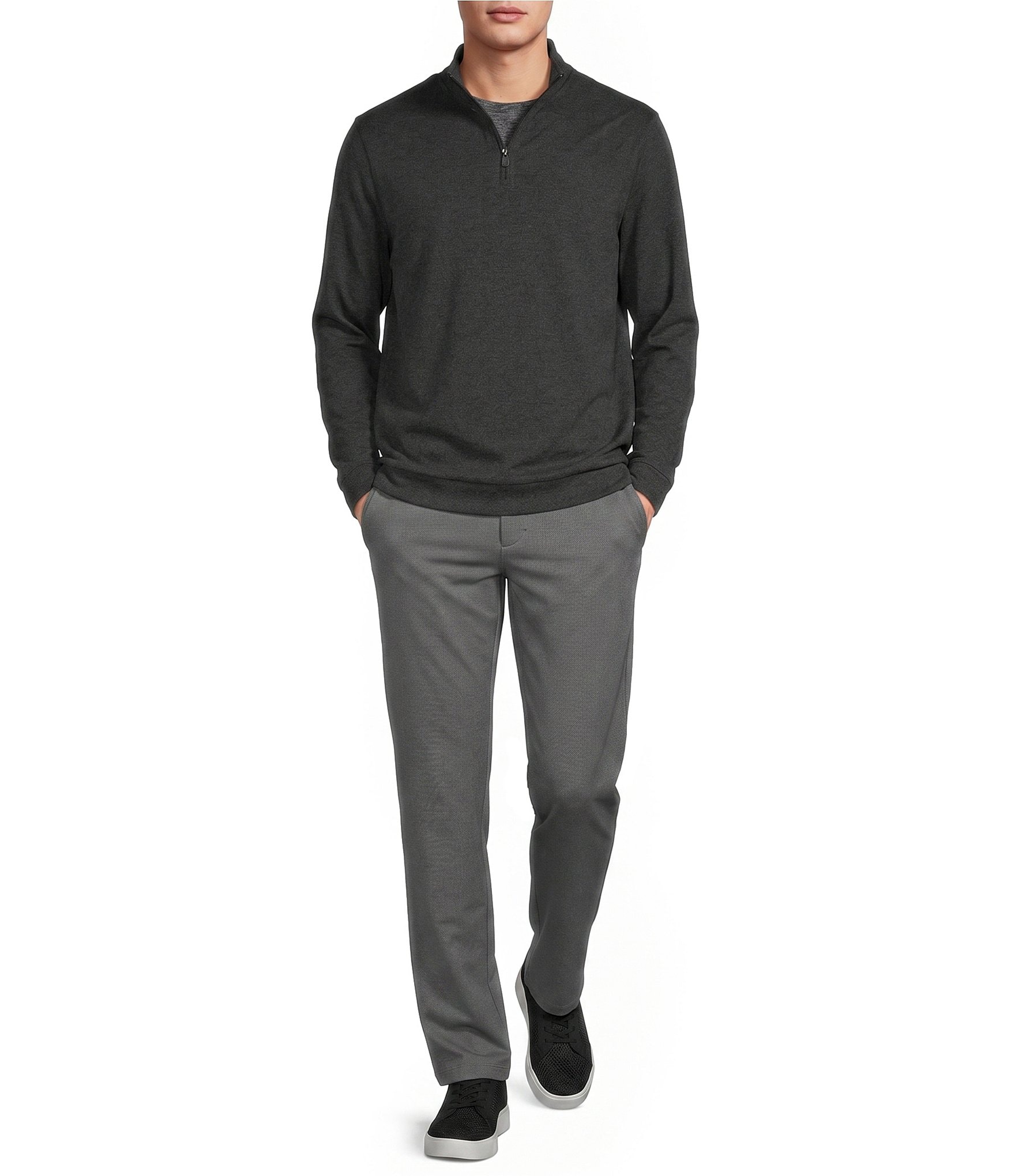 Roundtree & Yorke Performance Solid Quarter Zip Pullover