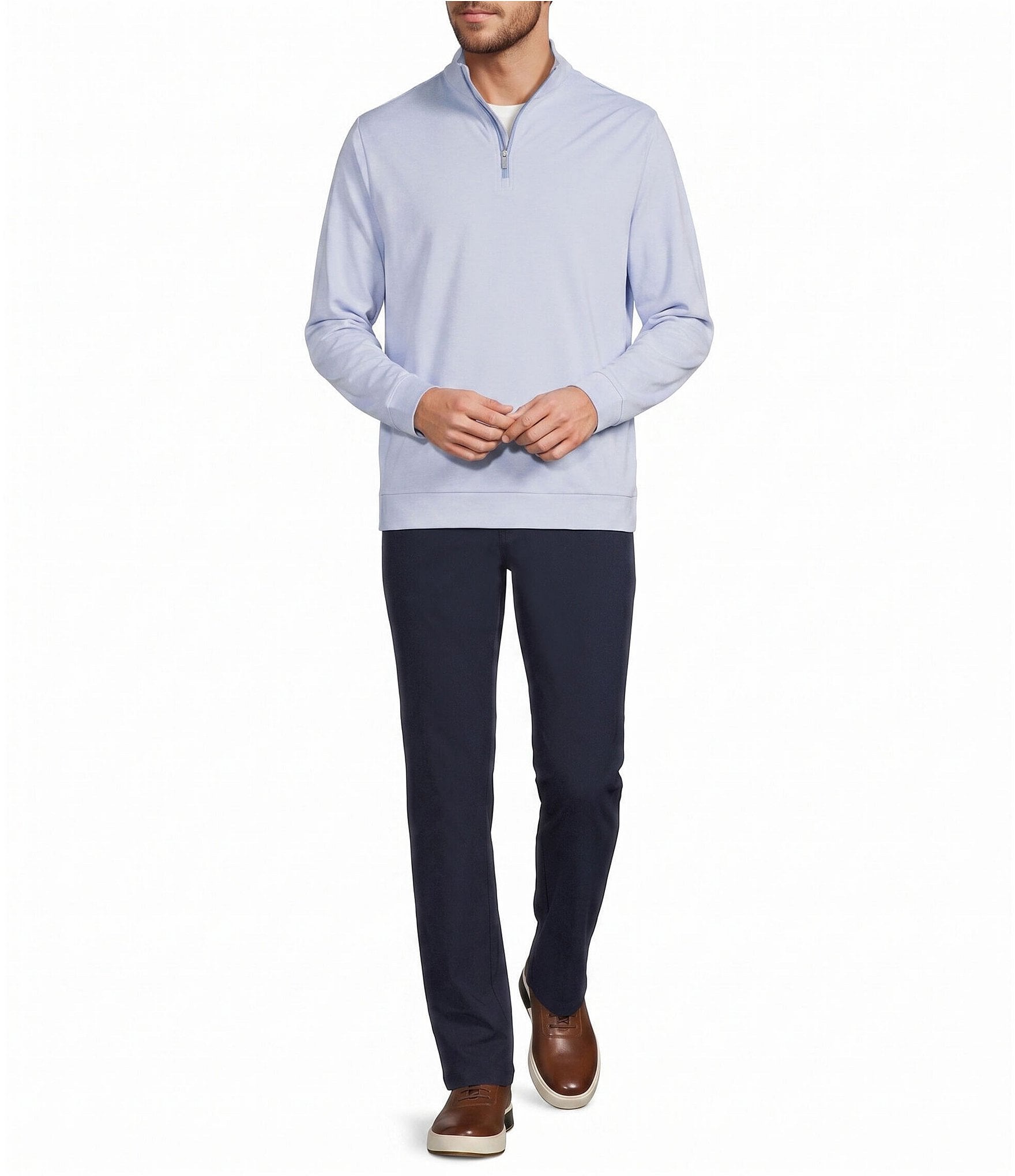 Roundtree & Yorke Performance Solid Quarter Zip Pullover