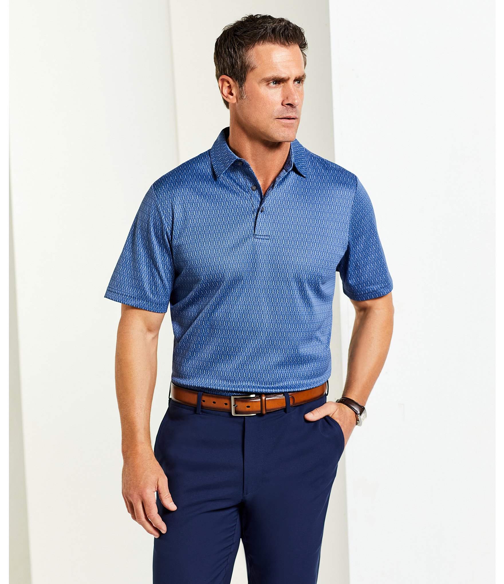 Roundtree & Yorke Performance Stewart Flat Front Classic Fit Solid Stretch Twill Pants