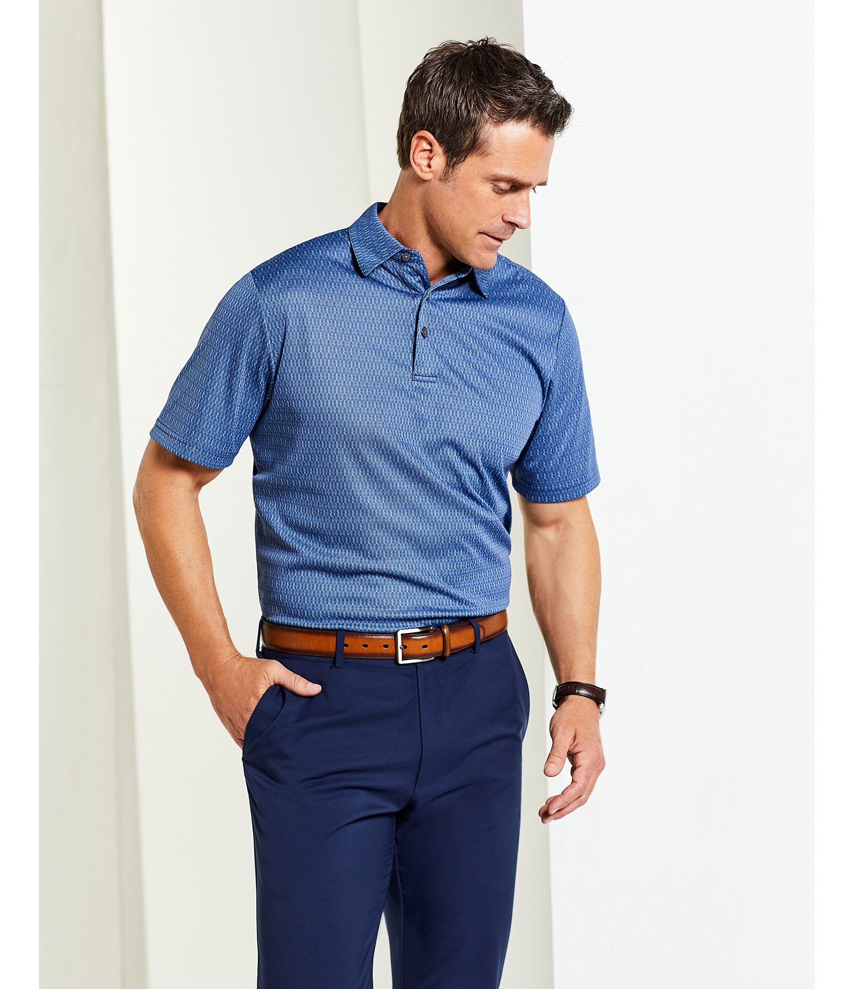 Roundtree & Yorke Performance Stewart Flat Front Classic Fit Solid Stretch Twill Pants