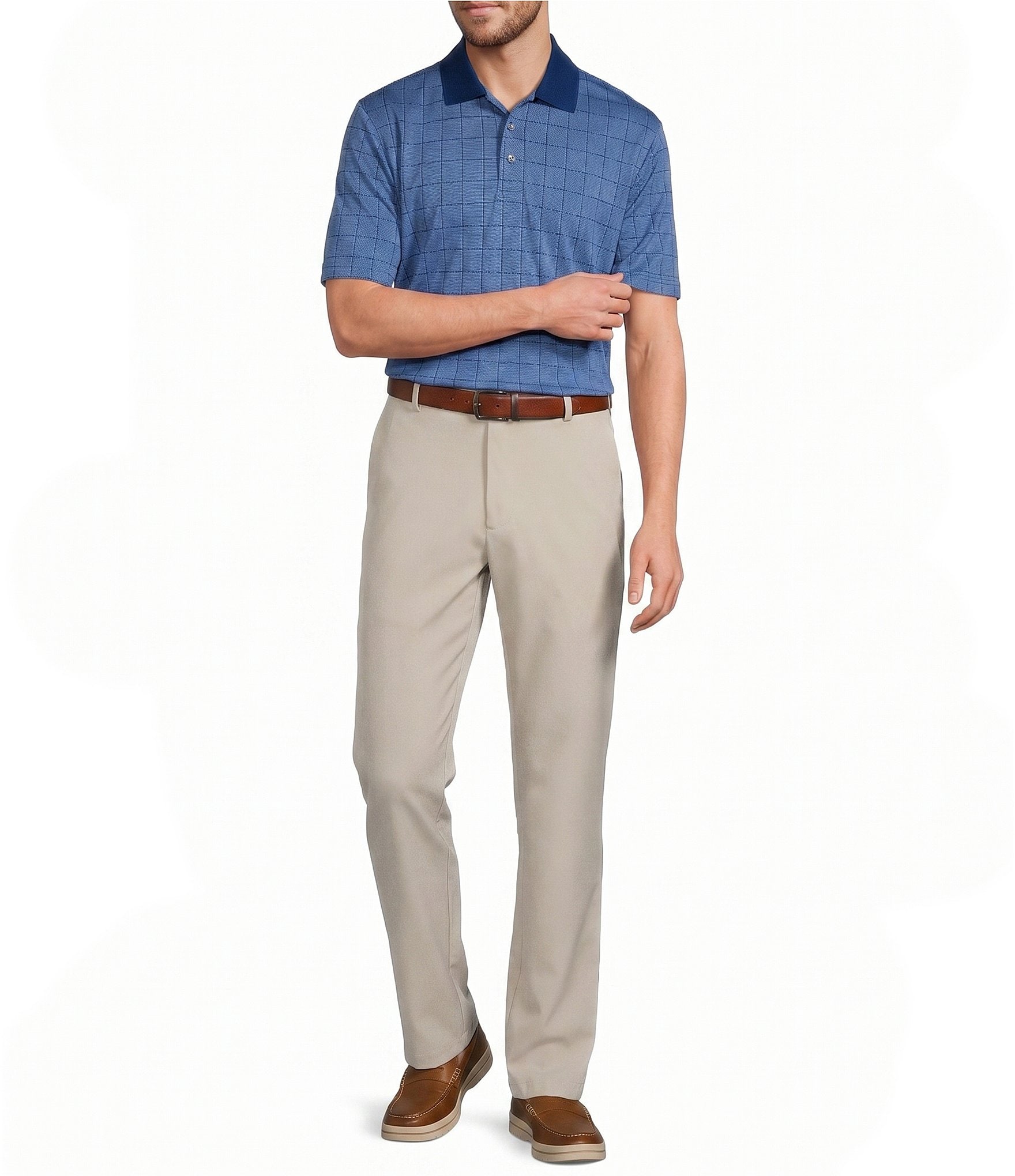 Roundtree & Yorke Performance Straight Fit Flat Front Pants