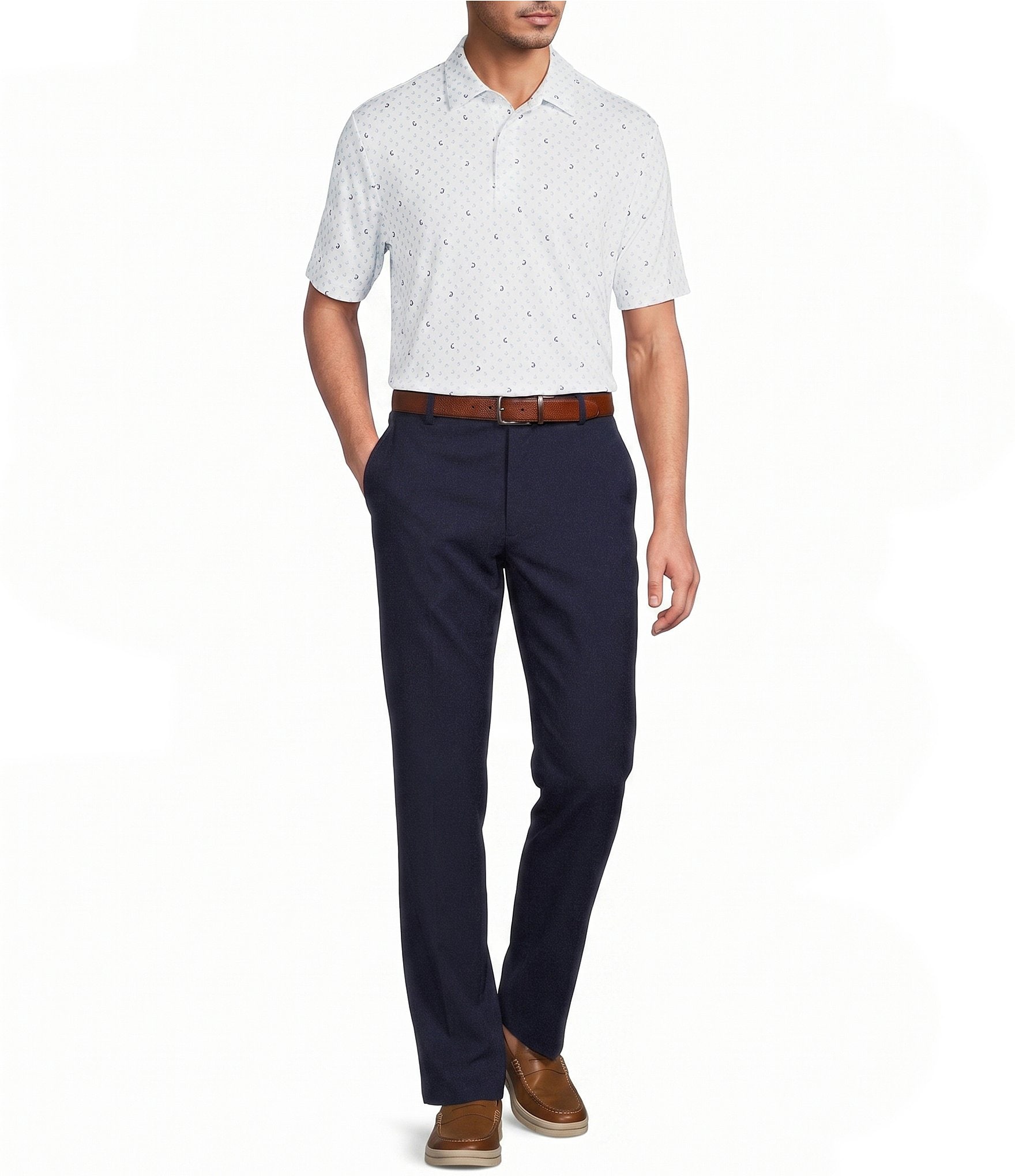 Roundtree & Yorke Performance Straight Fit Flat Front Pants