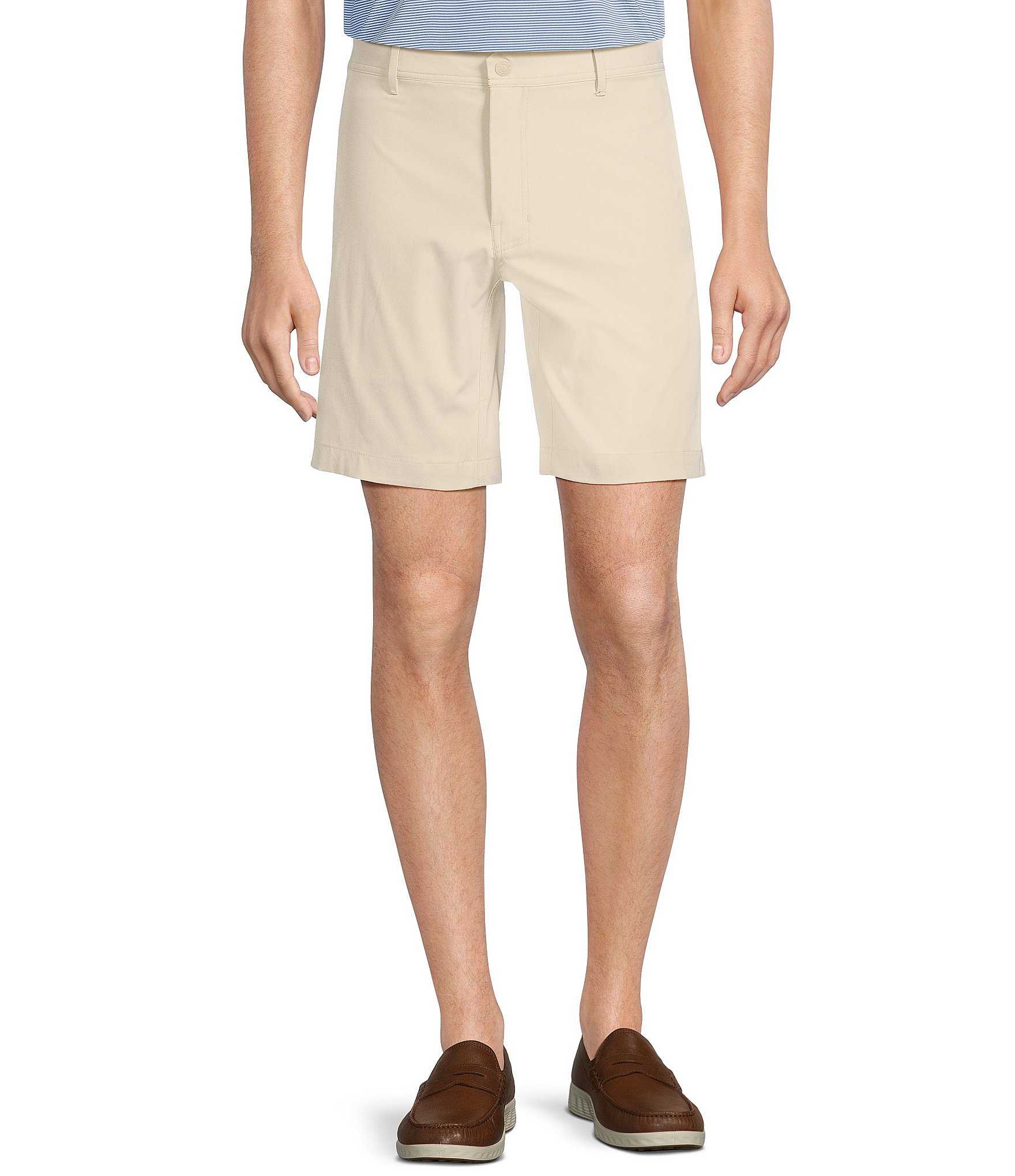 Roundtree & Yorke Performance Straight Fit Flat Front Tech 9#double; Inseam Shorts