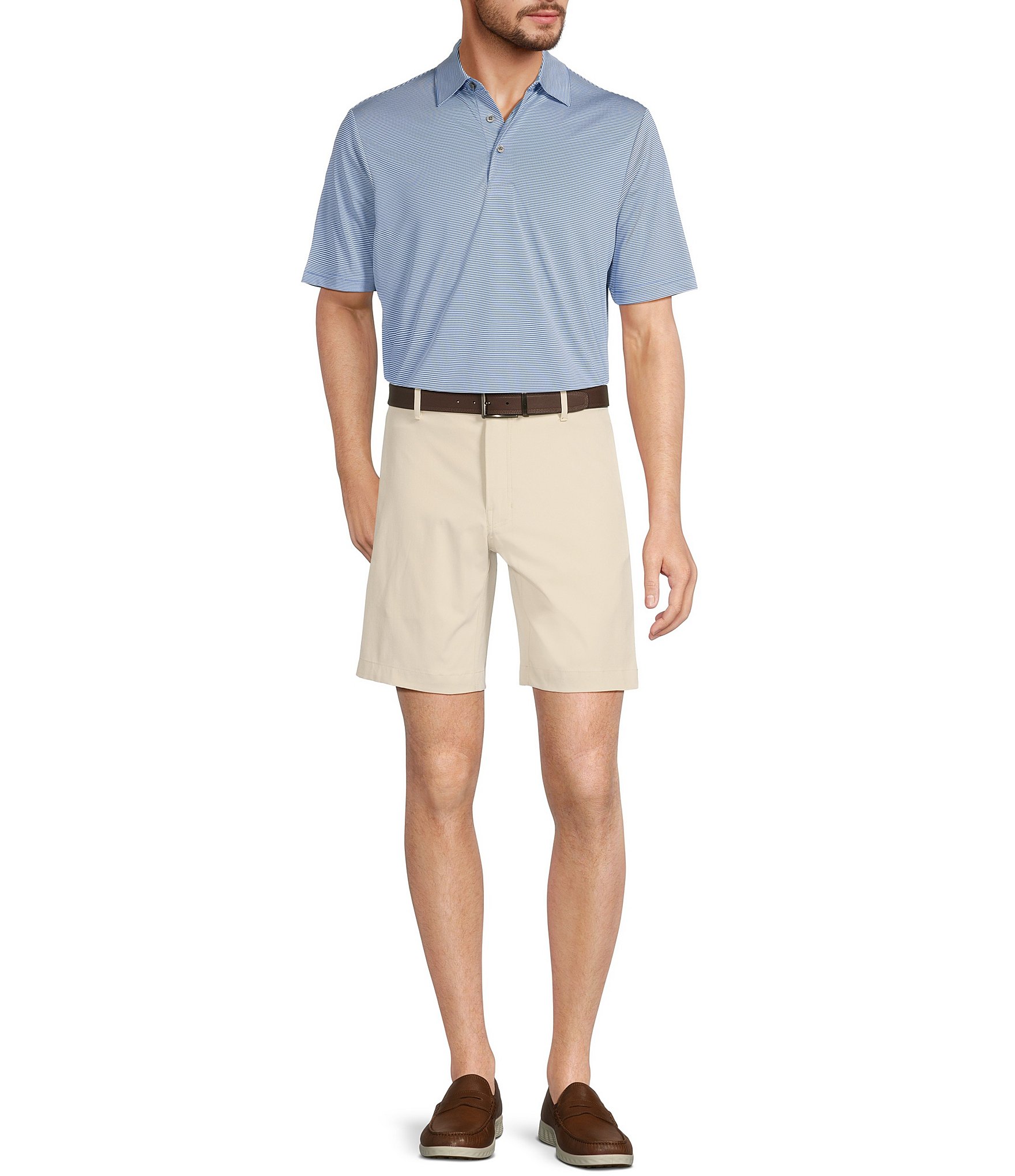 Roundtree & Yorke Performance Straight Fit Flat Front Tech 9#double; Inseam Shorts