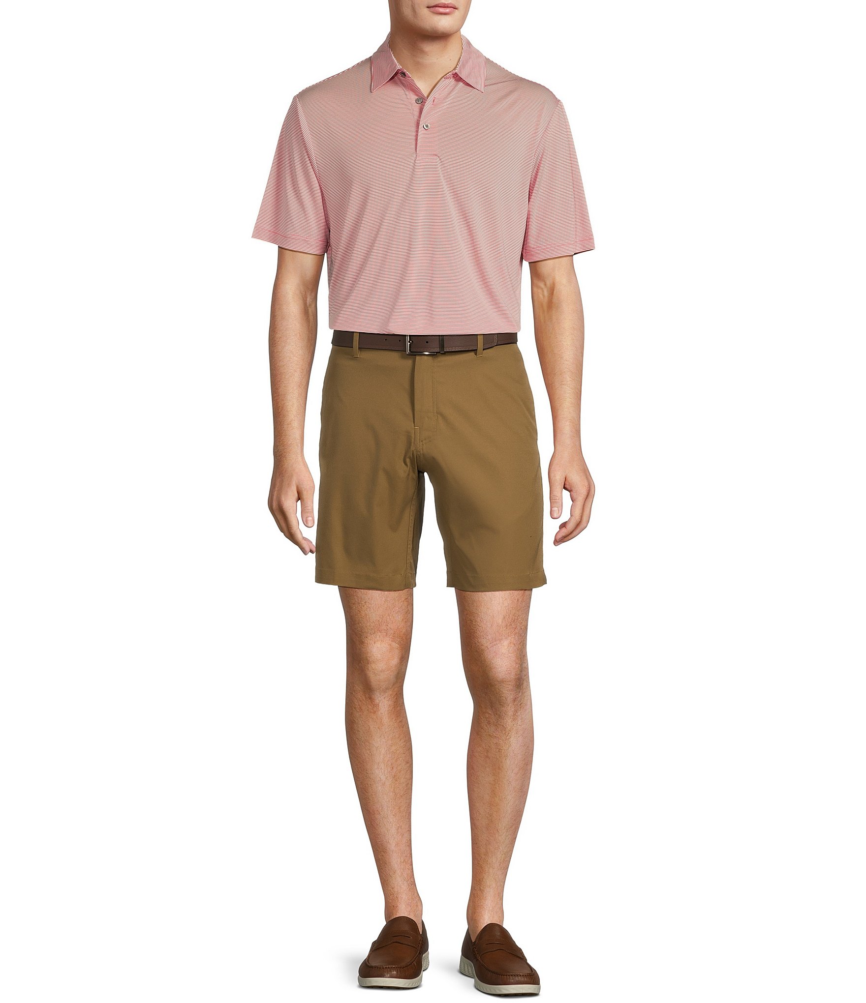 Roundtree & Yorke Performance Straight Fit Flat Front Tech 9#double; Inseam Shorts