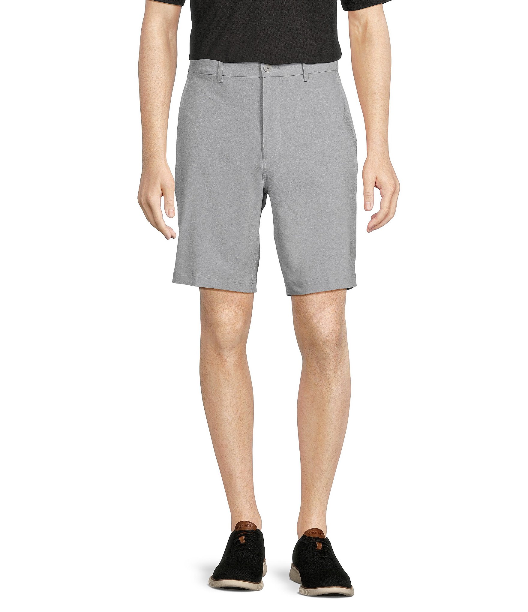 Roundtree & Yorke Performance Stretch Fabric Classic Fit Flat Front 9#double; Heathered Shorts