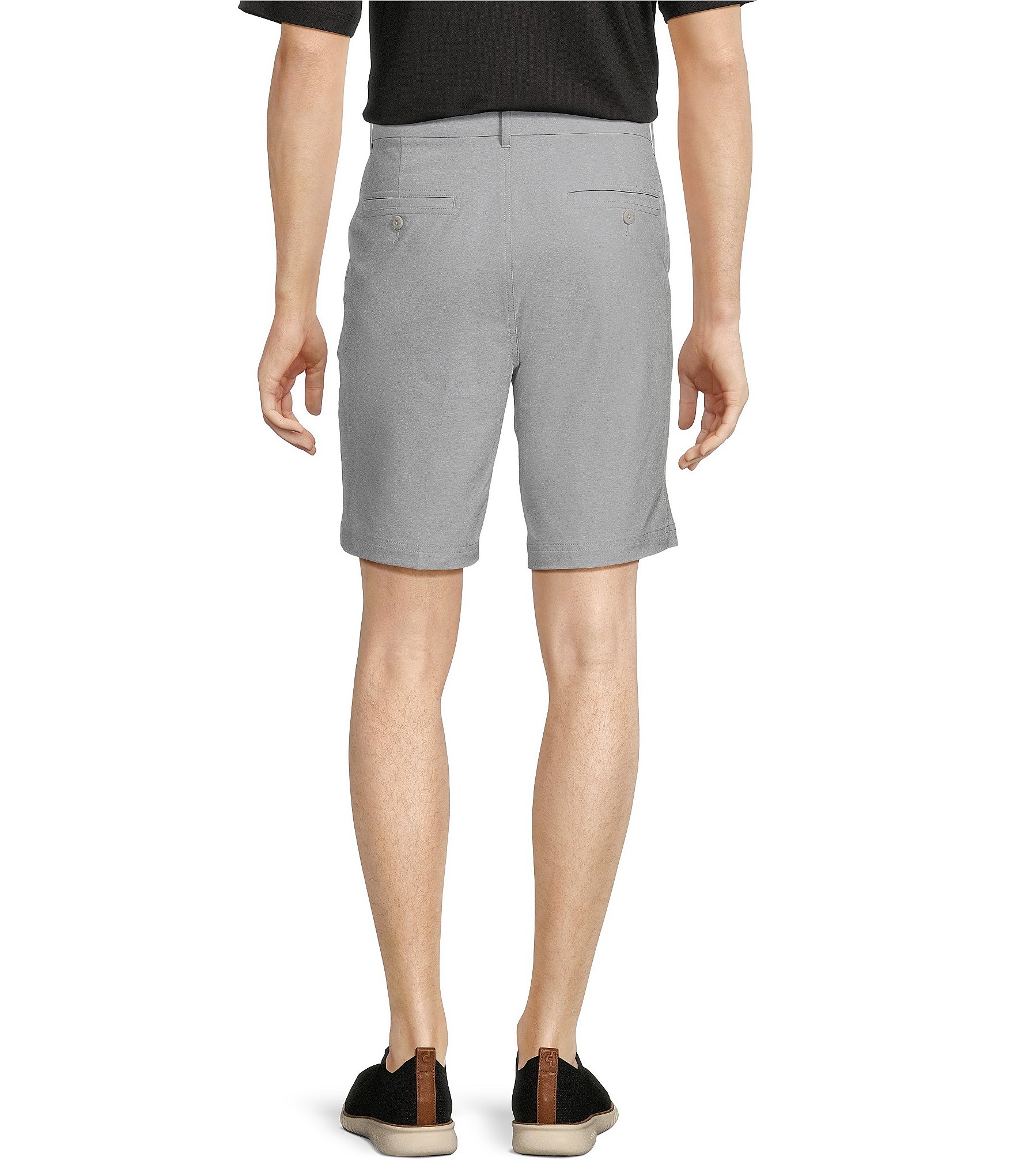 Roundtree & Yorke Performance Stretch Fabric Classic Fit Flat Front 9#double; Heathered Shorts