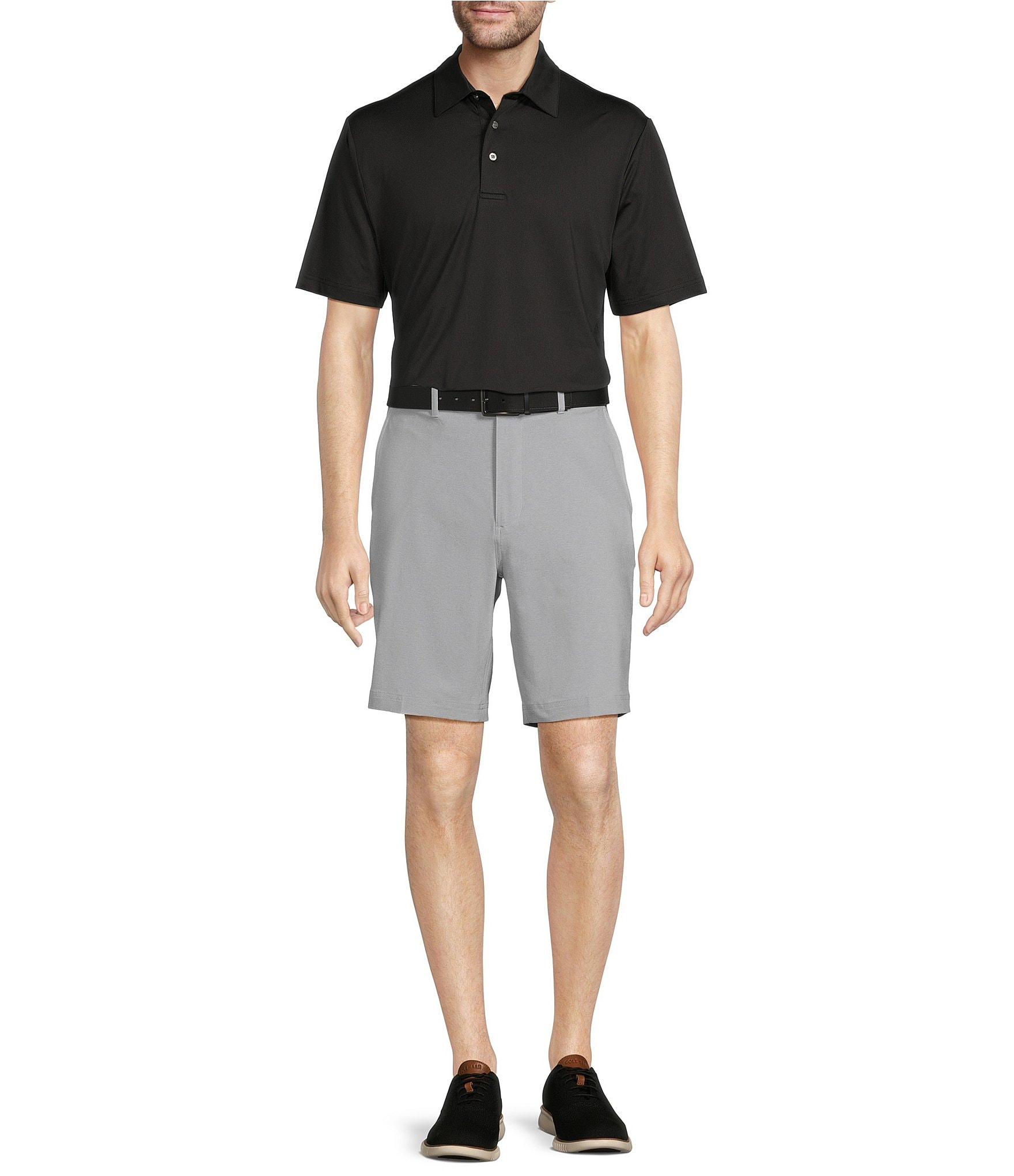 Roundtree & Yorke Performance Stretch Fabric Classic Fit Flat Front 9#double; Heathered Shorts