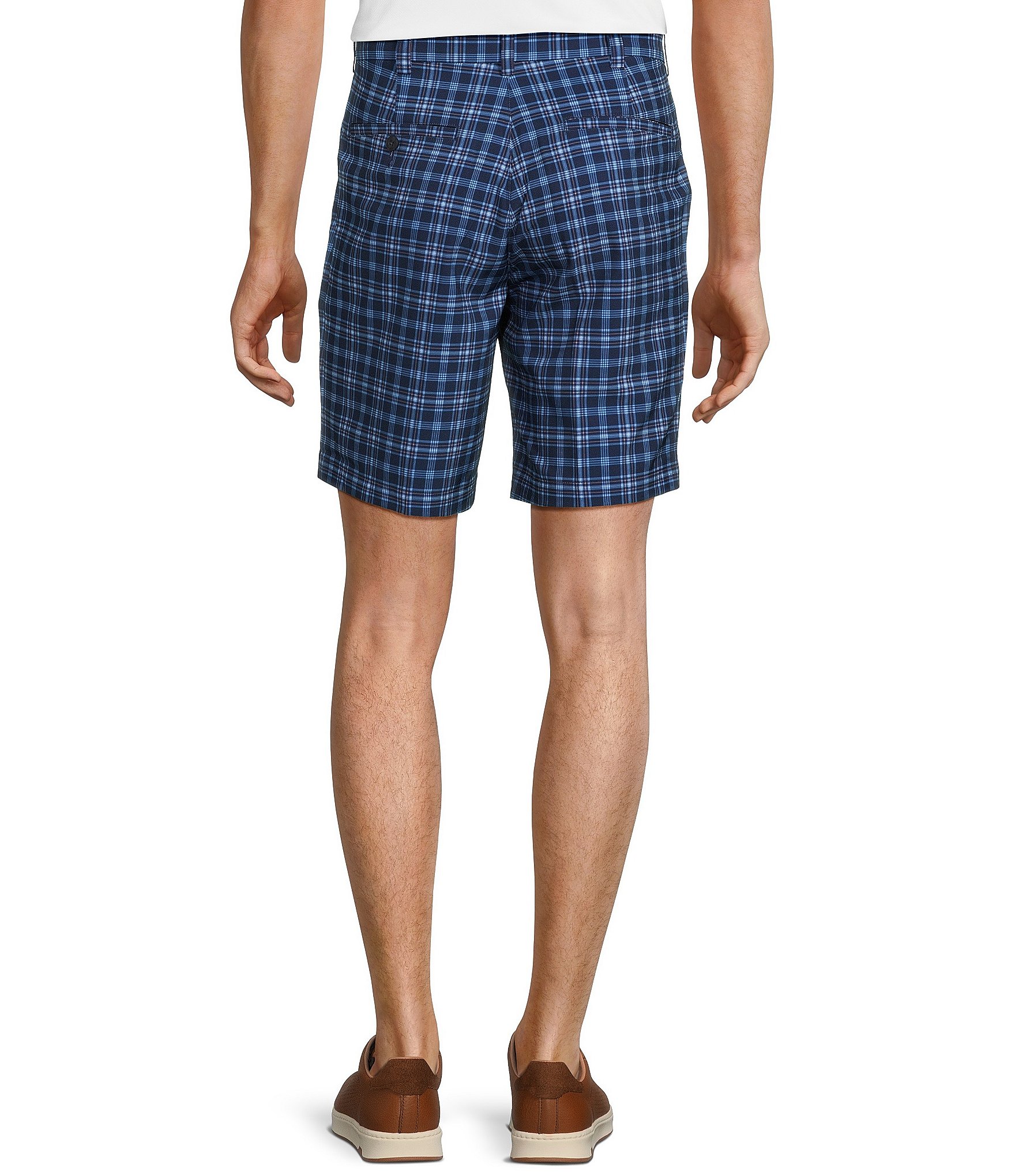 Roundtree & Yorke Performance Stretch Fabric Classic Fit 9#double; Plaid Shorts